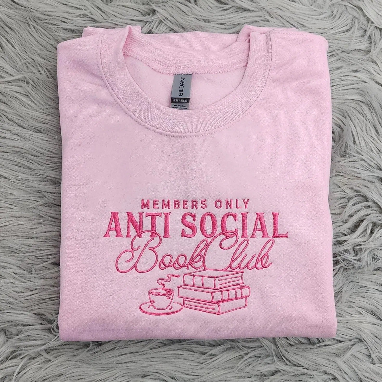 Anti Social Book Club Embroidered Crewneck, Book Club Shirt, Book Lover Crewneck, Bookish Crewneck, Book Club T-Shirt