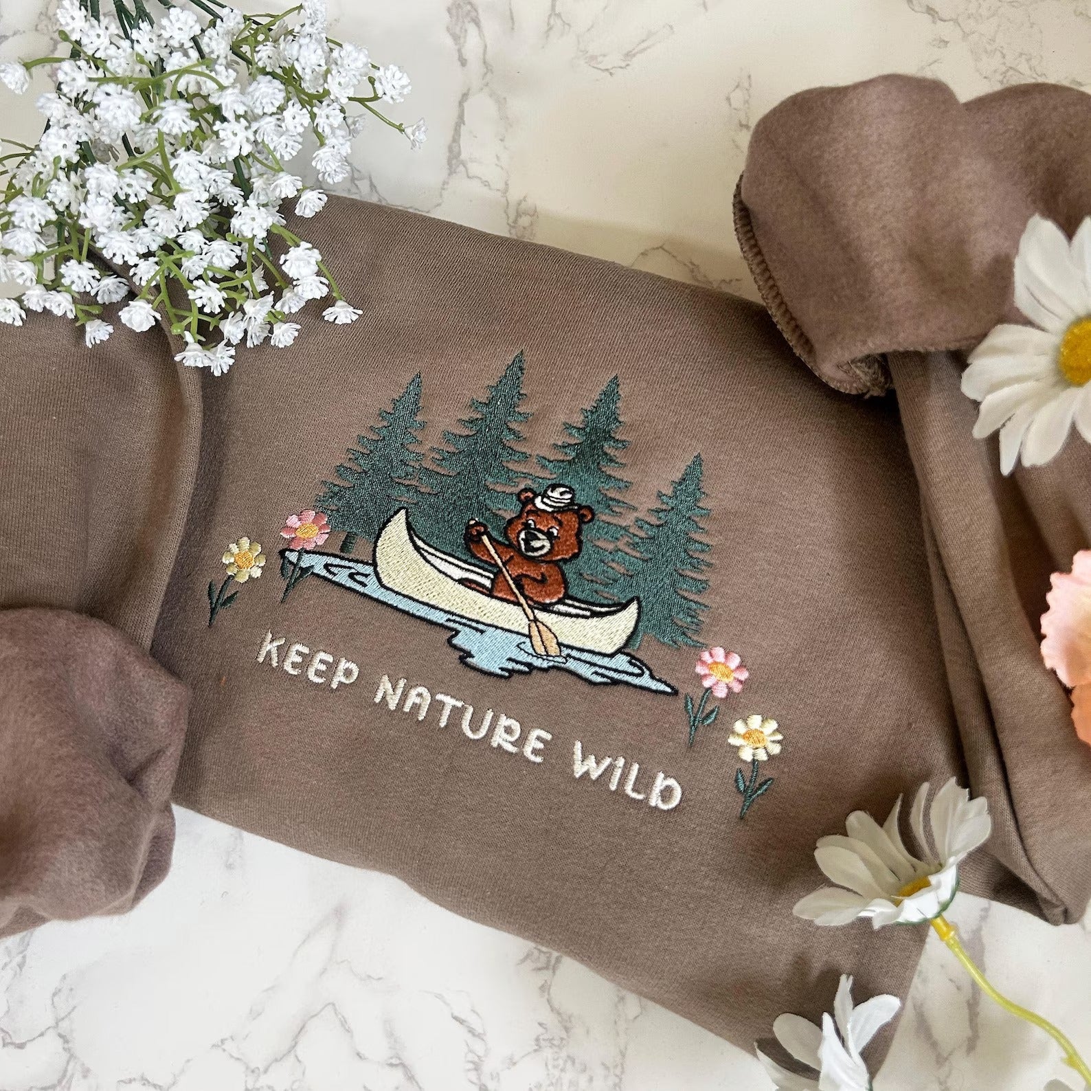 Respect Local Wildlife Keep Nature Wild Embroidered Sweatshirt, Protect National Parks, Camping Outdoor Granola Girl Sweatshirt, Environment