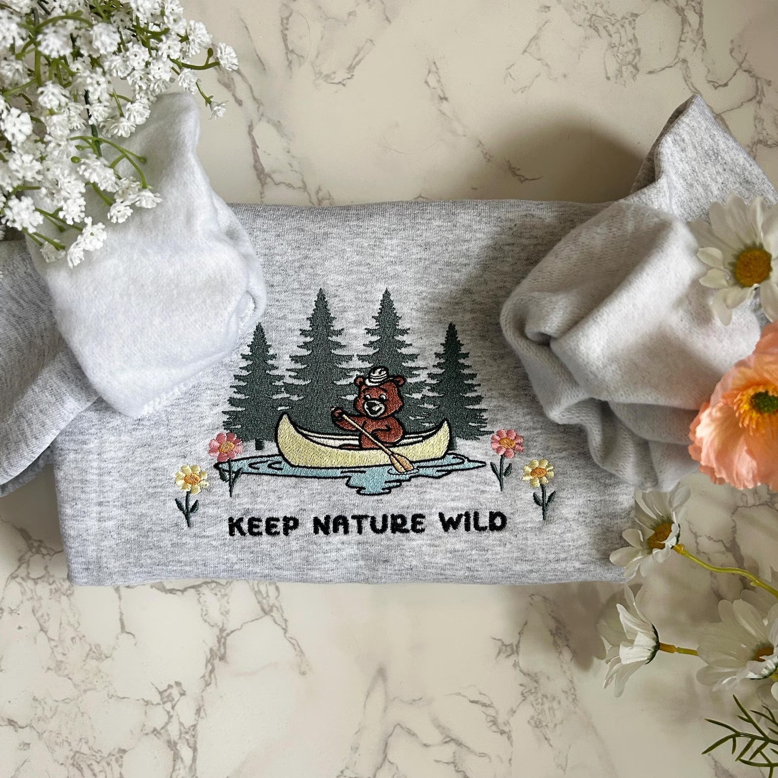 Respect Local Wildlife Keep Nature Wild Embroidered Sweatshirt, Protect National Parks, Camping Outdoor Granola Girl Sweatshirt, Environment