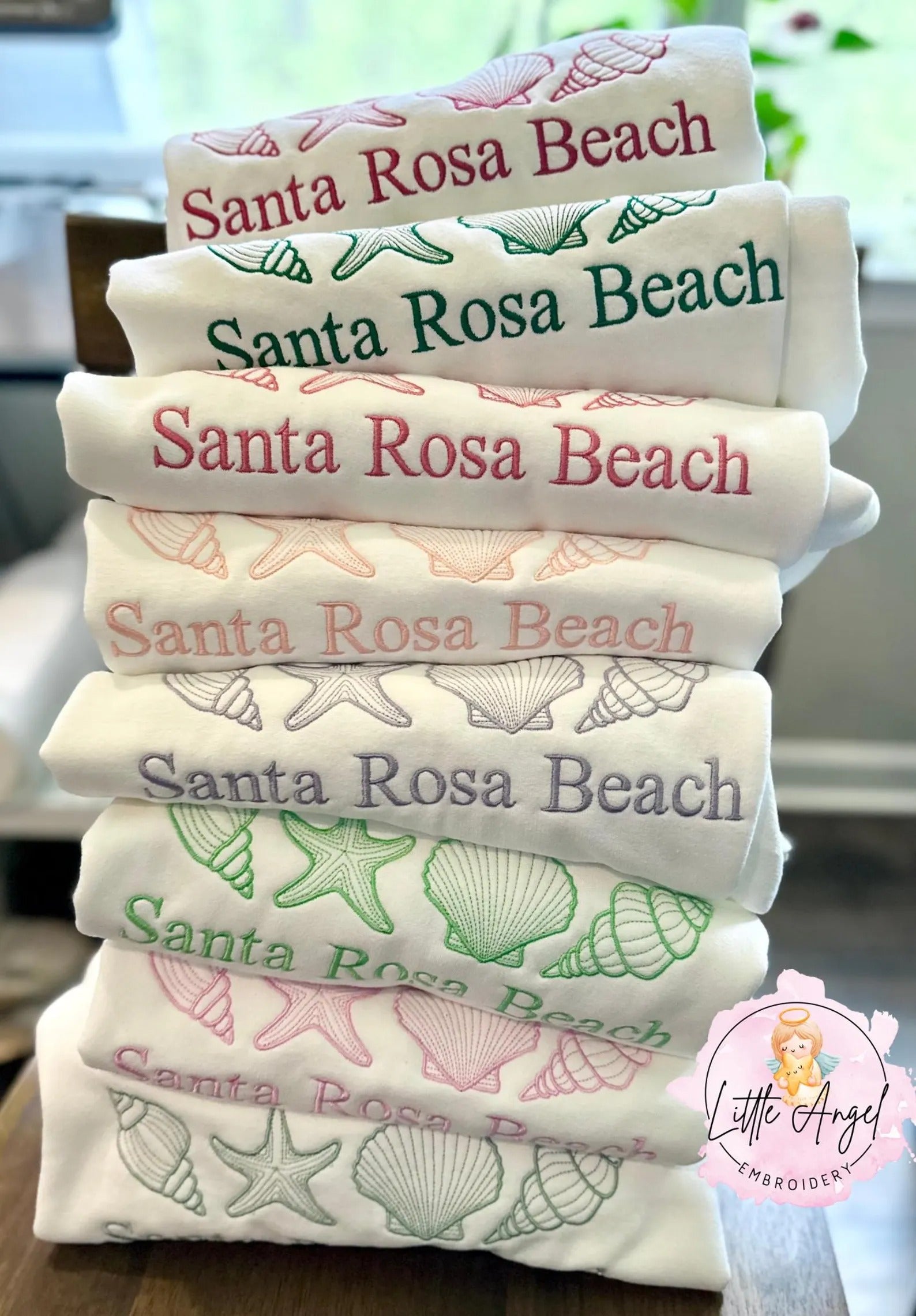 Custom Seashell Beach Island Embroidered Crewneck Sweatshirt | Bachelorette Crewneck Pullover | Beach Sweatshirt | Island Sweatshirt