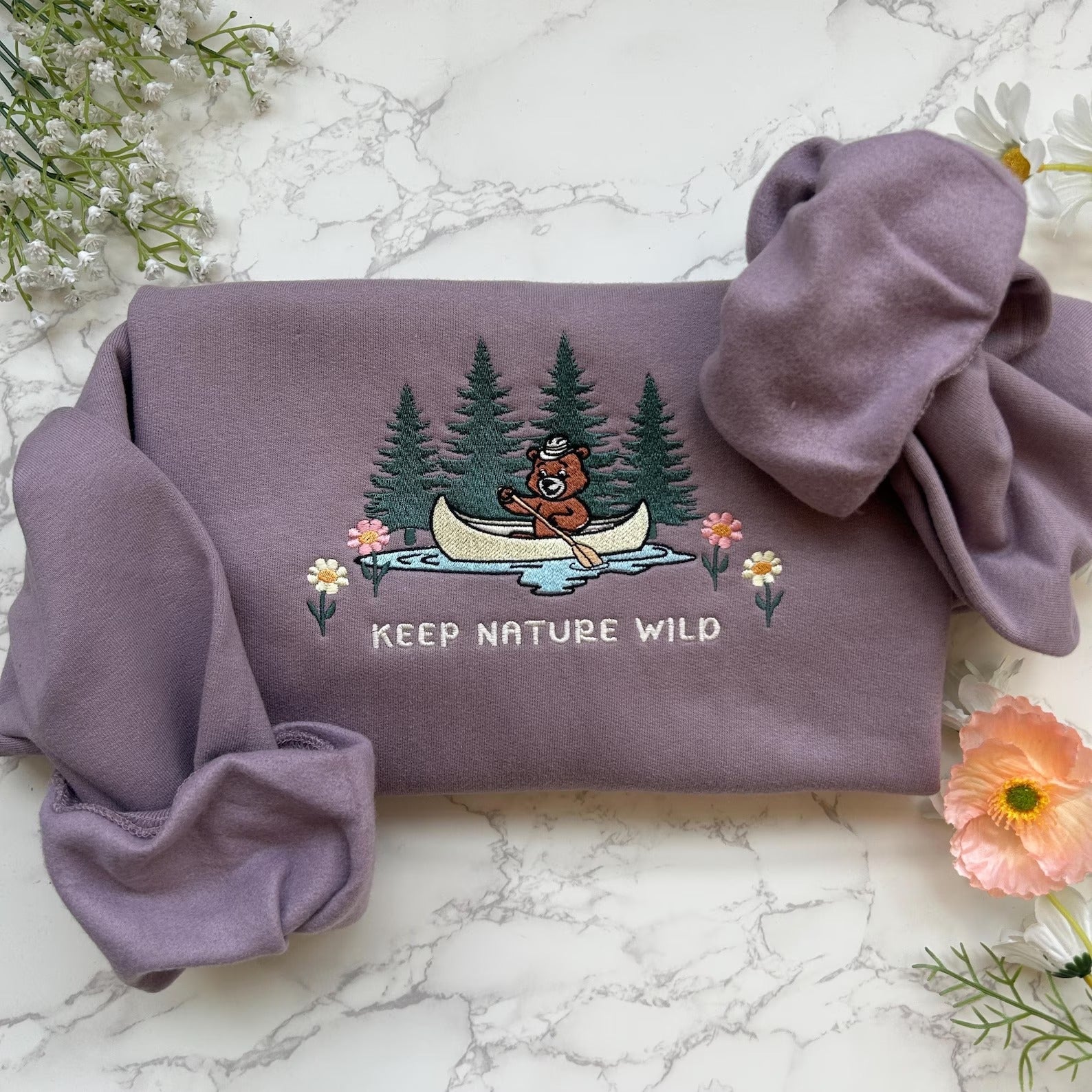 Respect Local Wildlife Keep Nature Wild Embroidered Sweatshirt, Protect National Parks, Camping Outdoor Granola Girl Sweatshirt, Environment