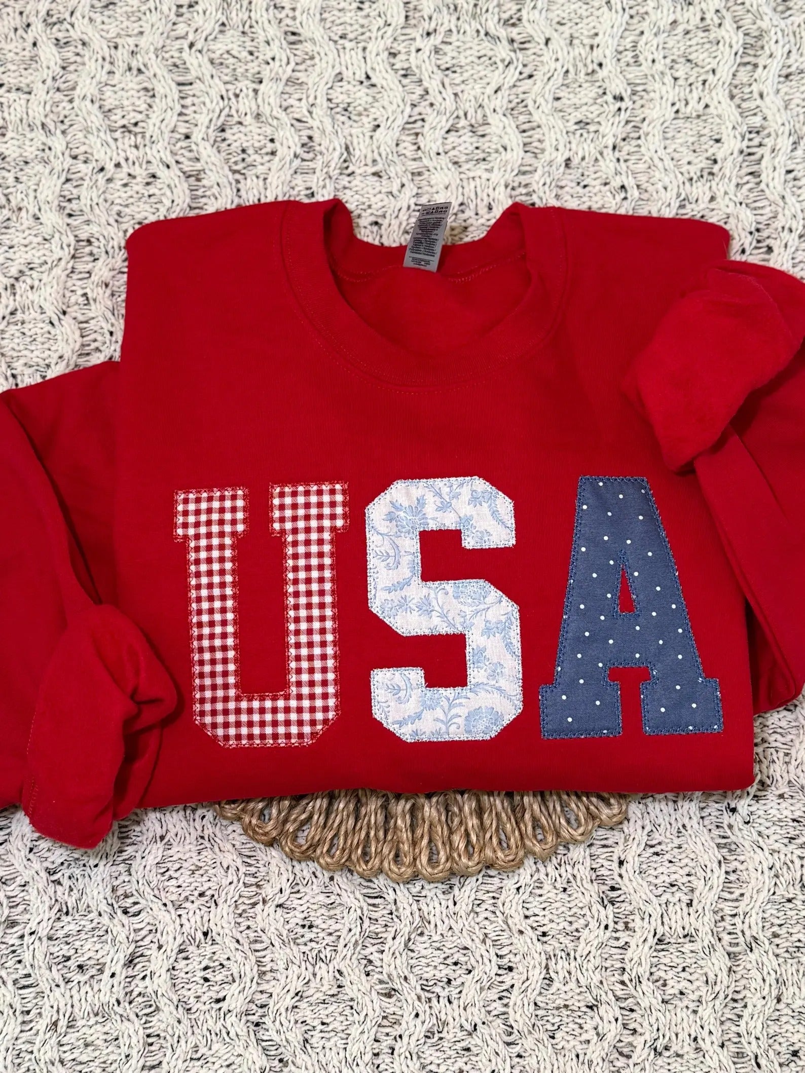 USA Embroidered Crewneck Sweatshirt, Comfy American Flag Sweater, Embroidered America Shirt, USA Flag Sweatshirt, 4th of July Shirt, Merica