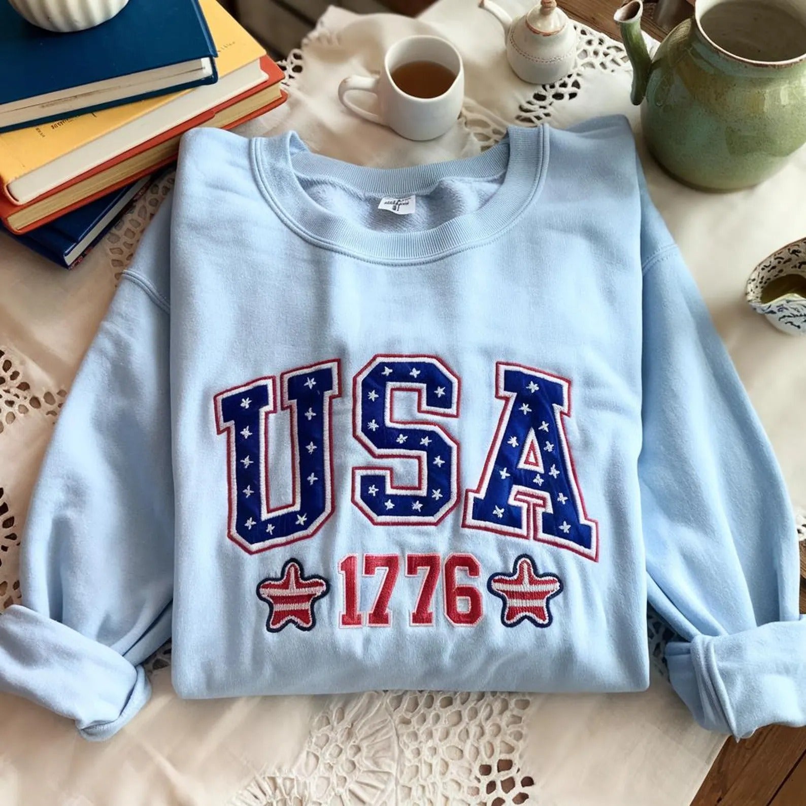 Floral USA Sweatshirt, Patriotic Women Sweatshirt, USA Est 1776 Sweatshirt, 4th Of July Sweatshirt, America Sweatshirt, Flower USA Sweater (Copy) (Copy)