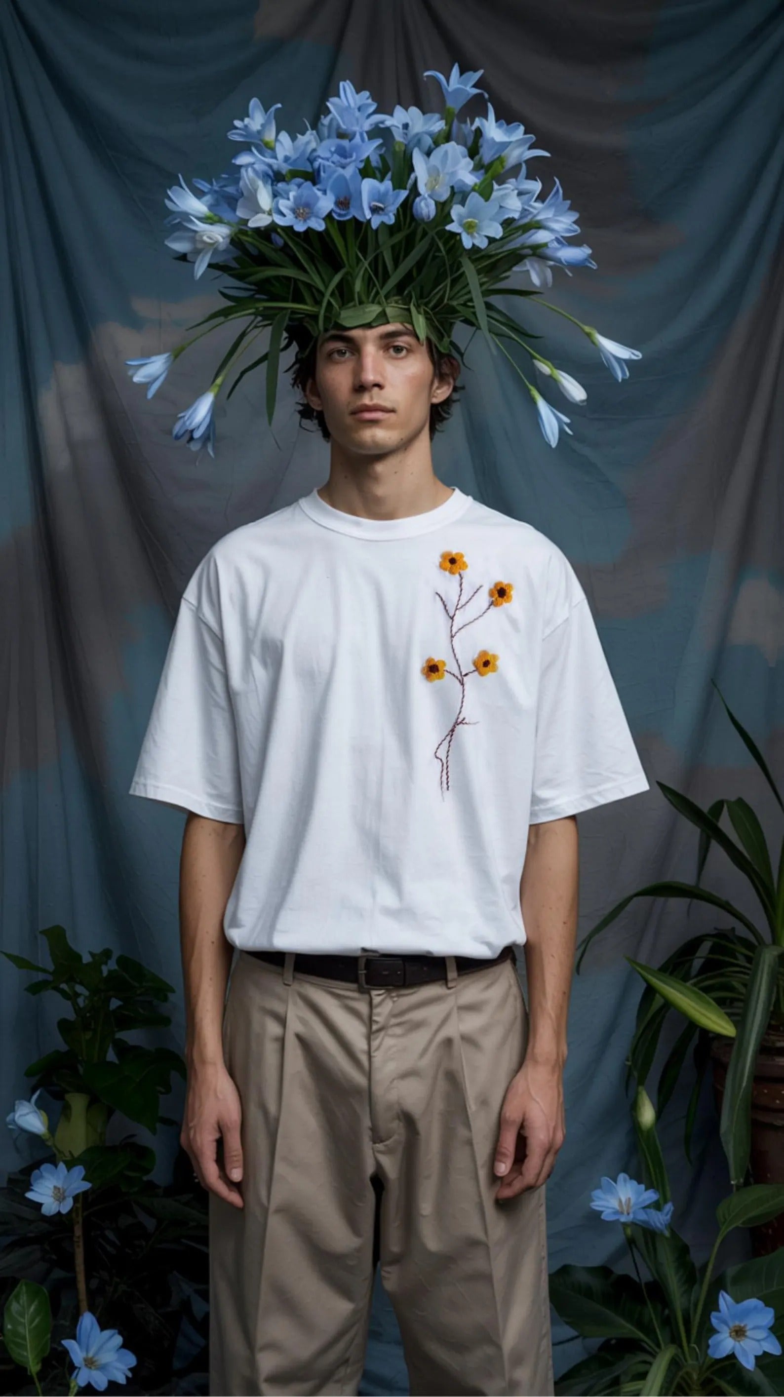 Floral Hand Embroidered T-Shirt – Custom Embroidery, Personalized Gift, Unique Style