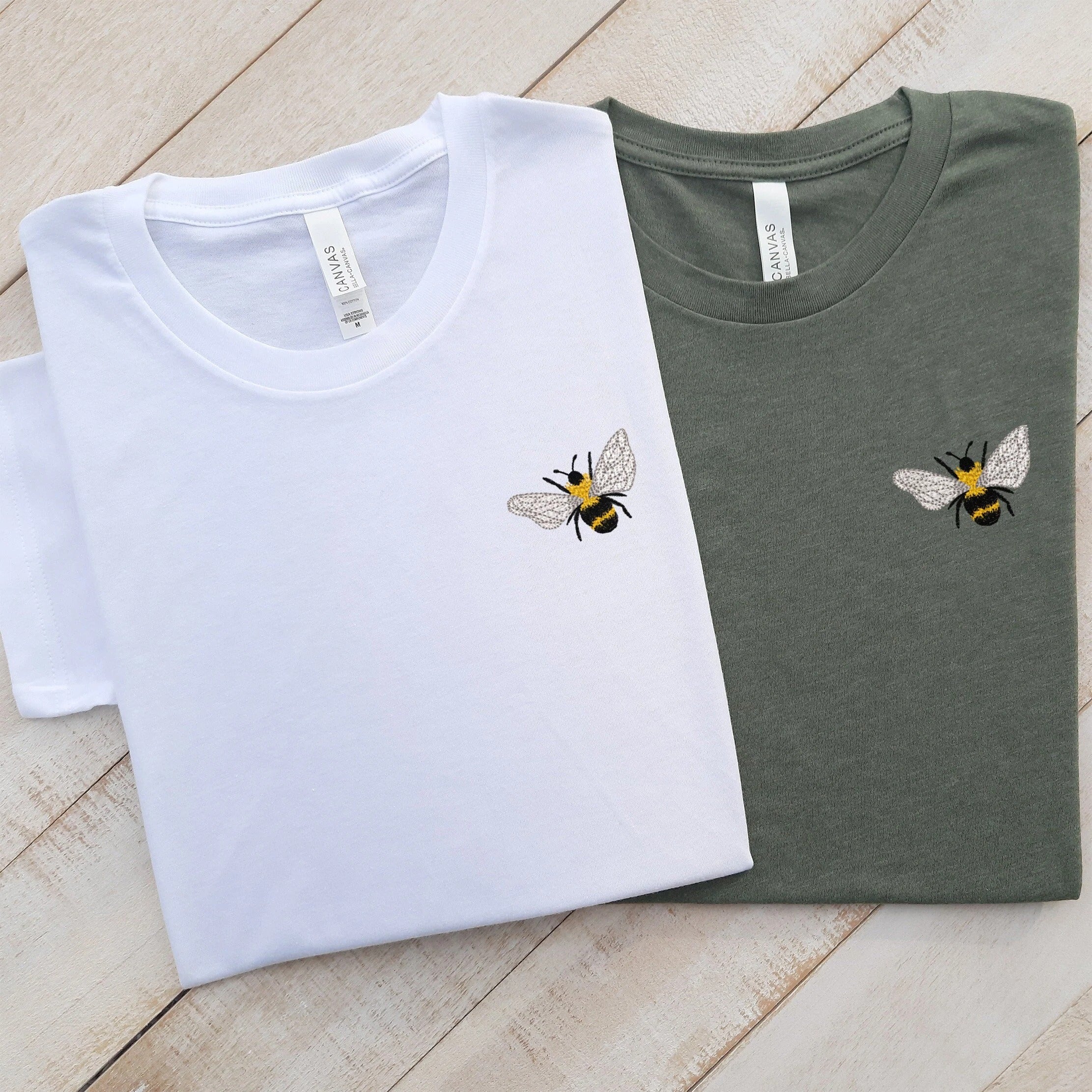 Cute Bee Embroidered T-shirt, Unisex Crewneck T-shirt, Bee Lover T-shirt, Themed Gifts Bee, Custom Embroidered Bee T-shirt Gift for Friend!