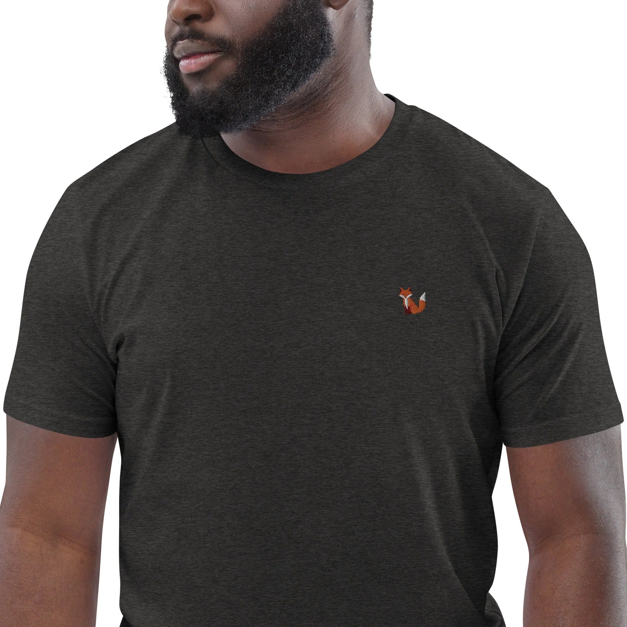 Fox Organic Embroidered Unisex T-Shirt Minimal Design