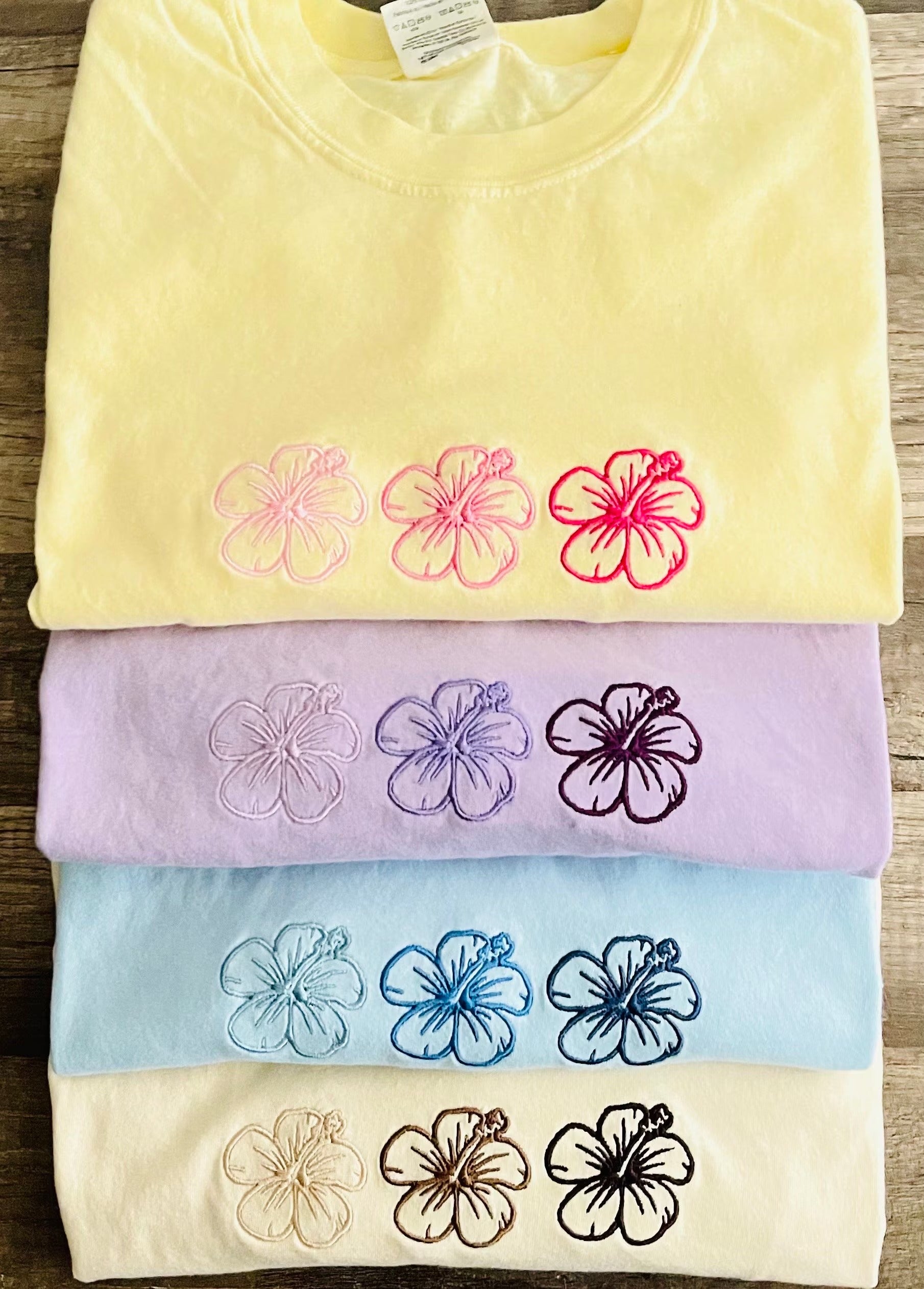 embroidered hibiscus flower shirt, Hawaii shirt ,summer shirt, sunkissed, boho shirt, trendy tee shirt, gift for her