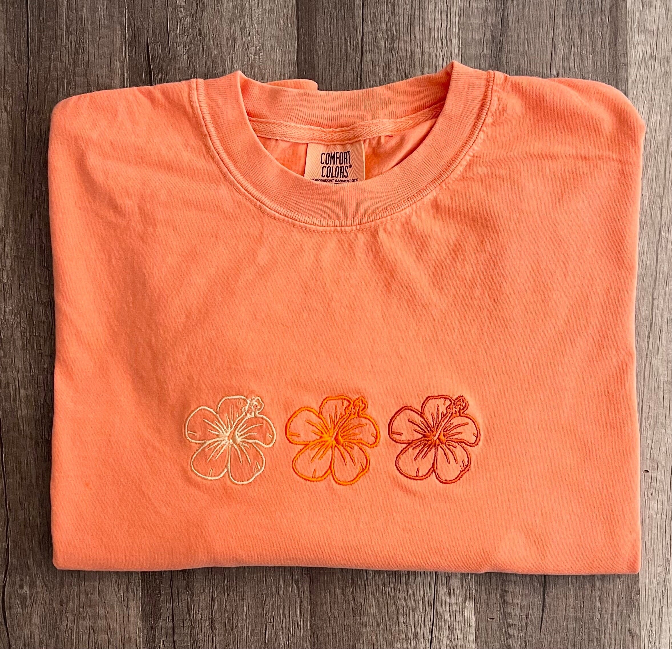 embroidered hibiscus flower shirt, Hawaii shirt ,summer shirt, sunkissed, boho shirt, trendy tee shirt, gift for her