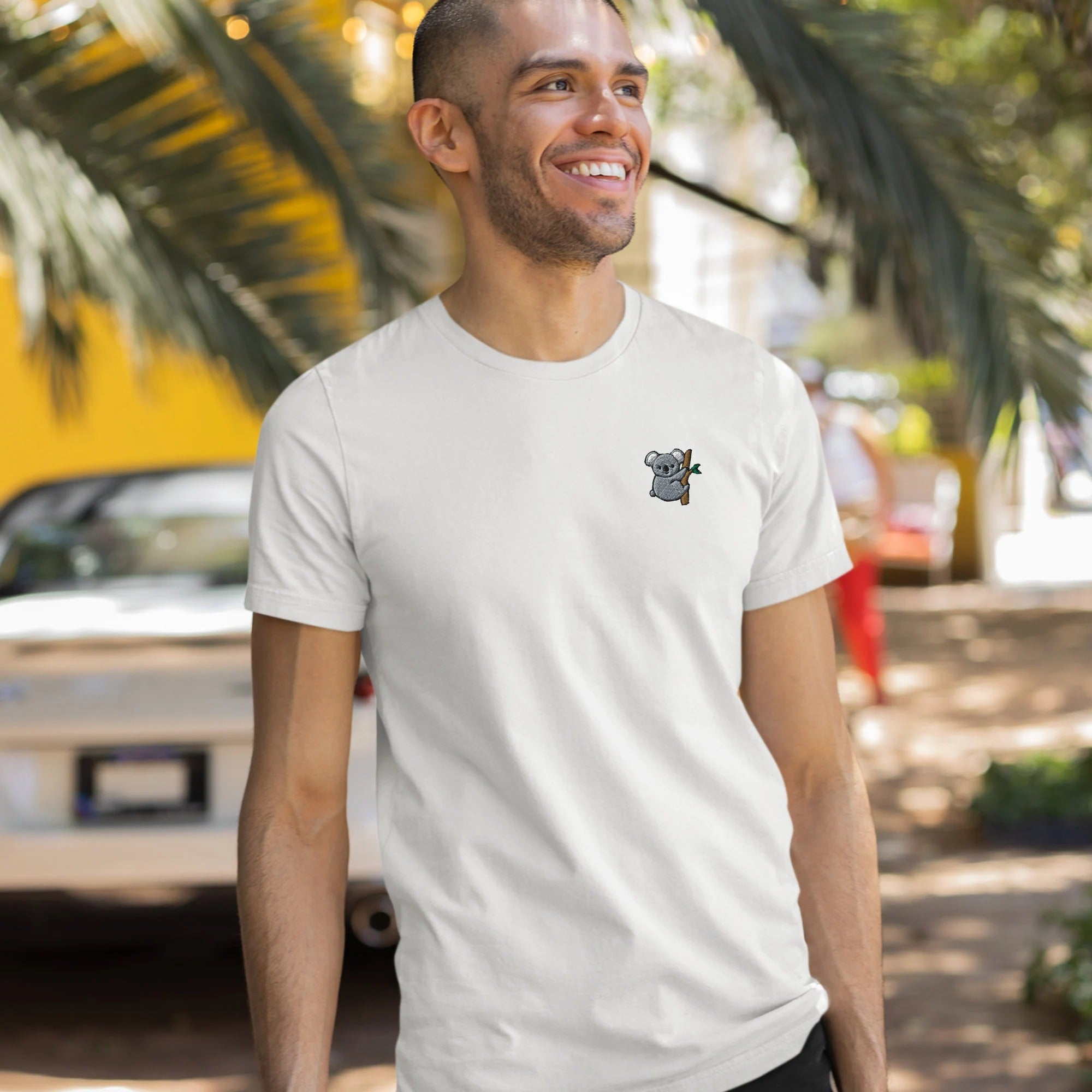 Cute Koala Bear Embroidered T-Shirt with Comfortable Stretch - Soft, Lightweight, Variety of Colors