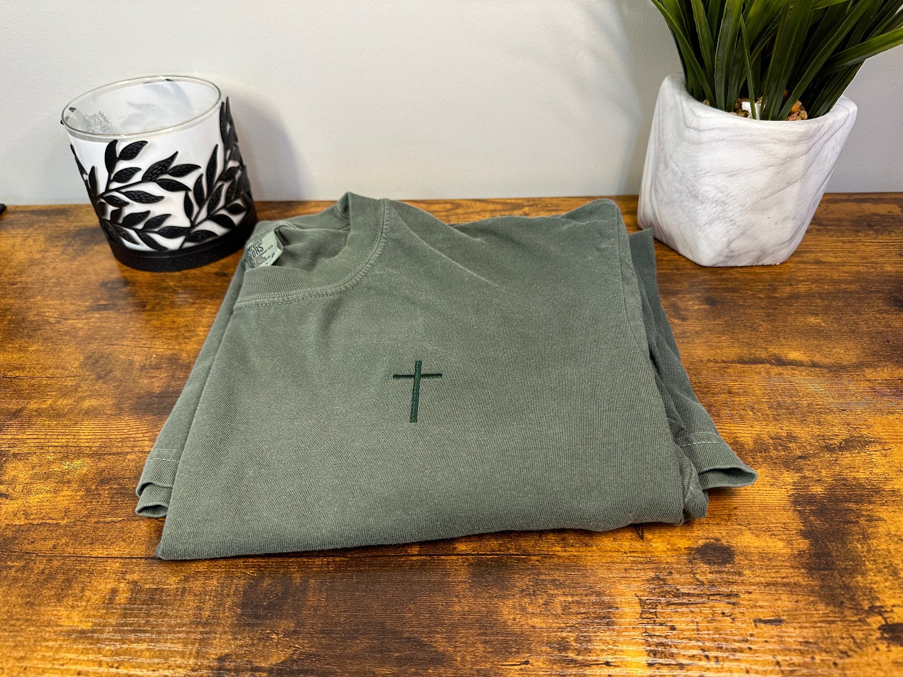 Cross Embroidered Shirt, Comfort color, Christian Clothing, Jessus Clothing, Jessus T-Shirt, Embroidered Shirt