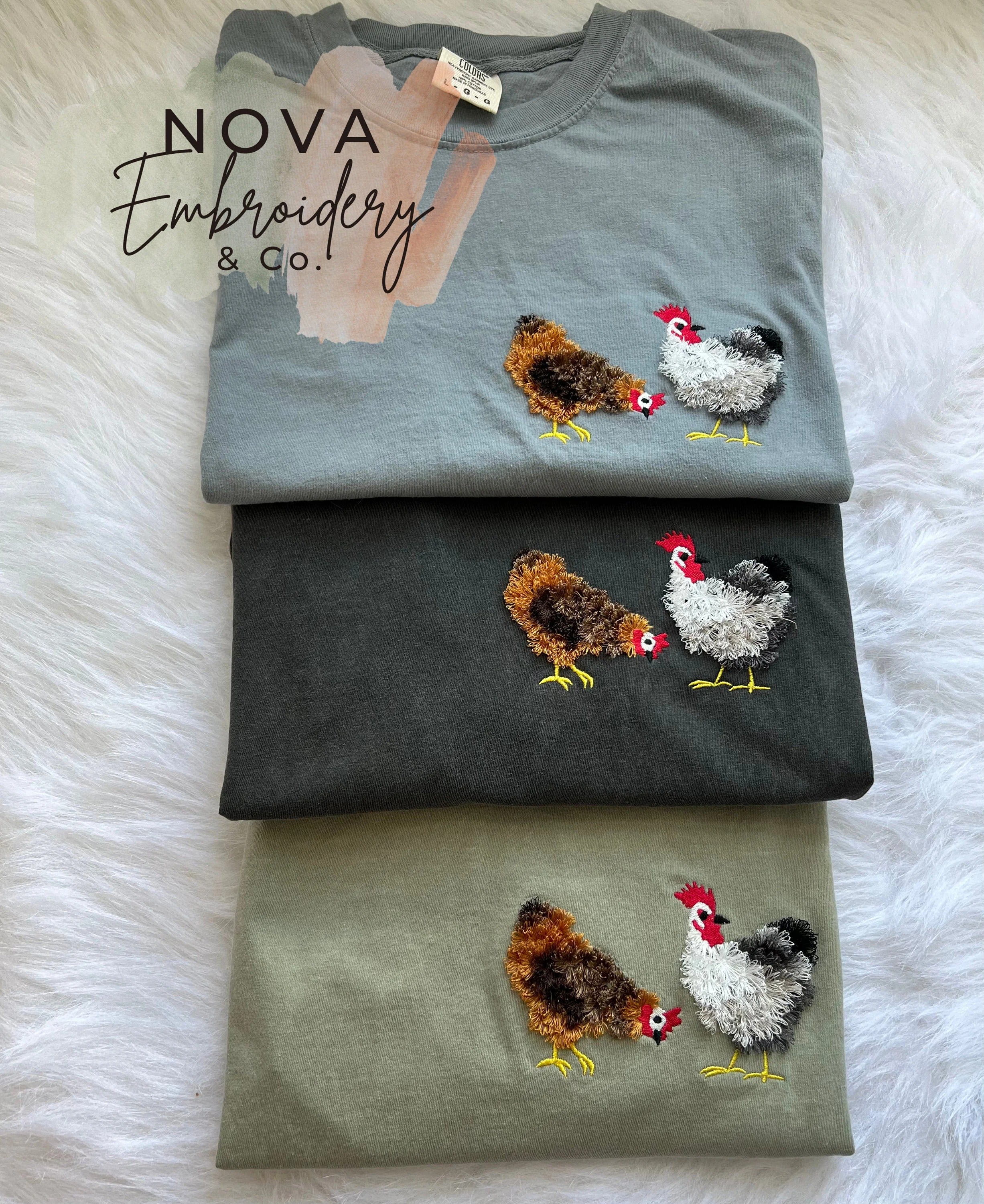 Fluffy Chicken T-Shirt, Embroidered Chicken Shirt, Chicken lover gifts, Gift for Chicken Lovers, Chicken Obsessed, Gifts, Chicken lovers