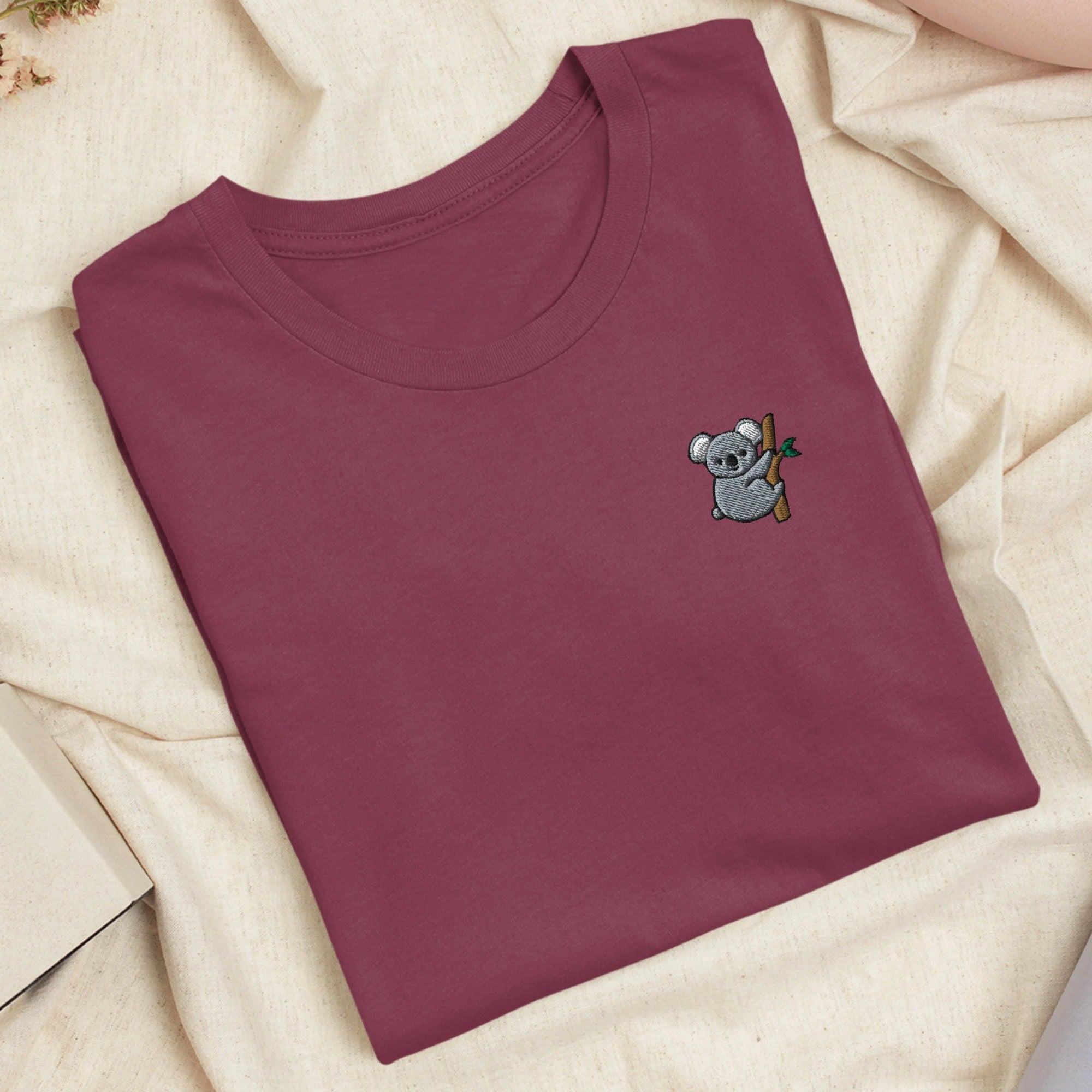 Cute Koala Bear Embroidered T-Shirt with Comfortable Stretch - Soft, Lightweight, Variety of Colors