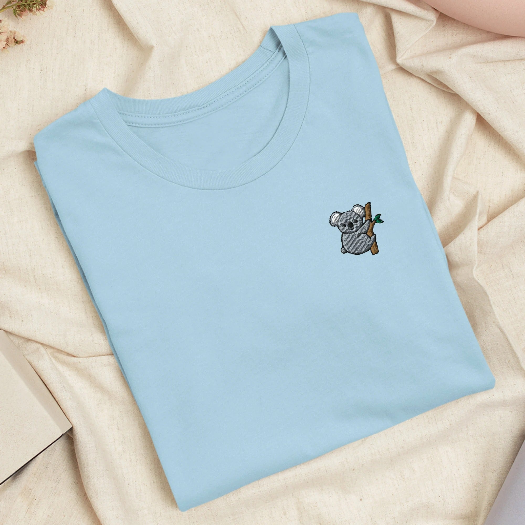 Cute Koala Bear Embroidered T-Shirt with Comfortable Stretch - Soft, Lightweight, Variety of Colors