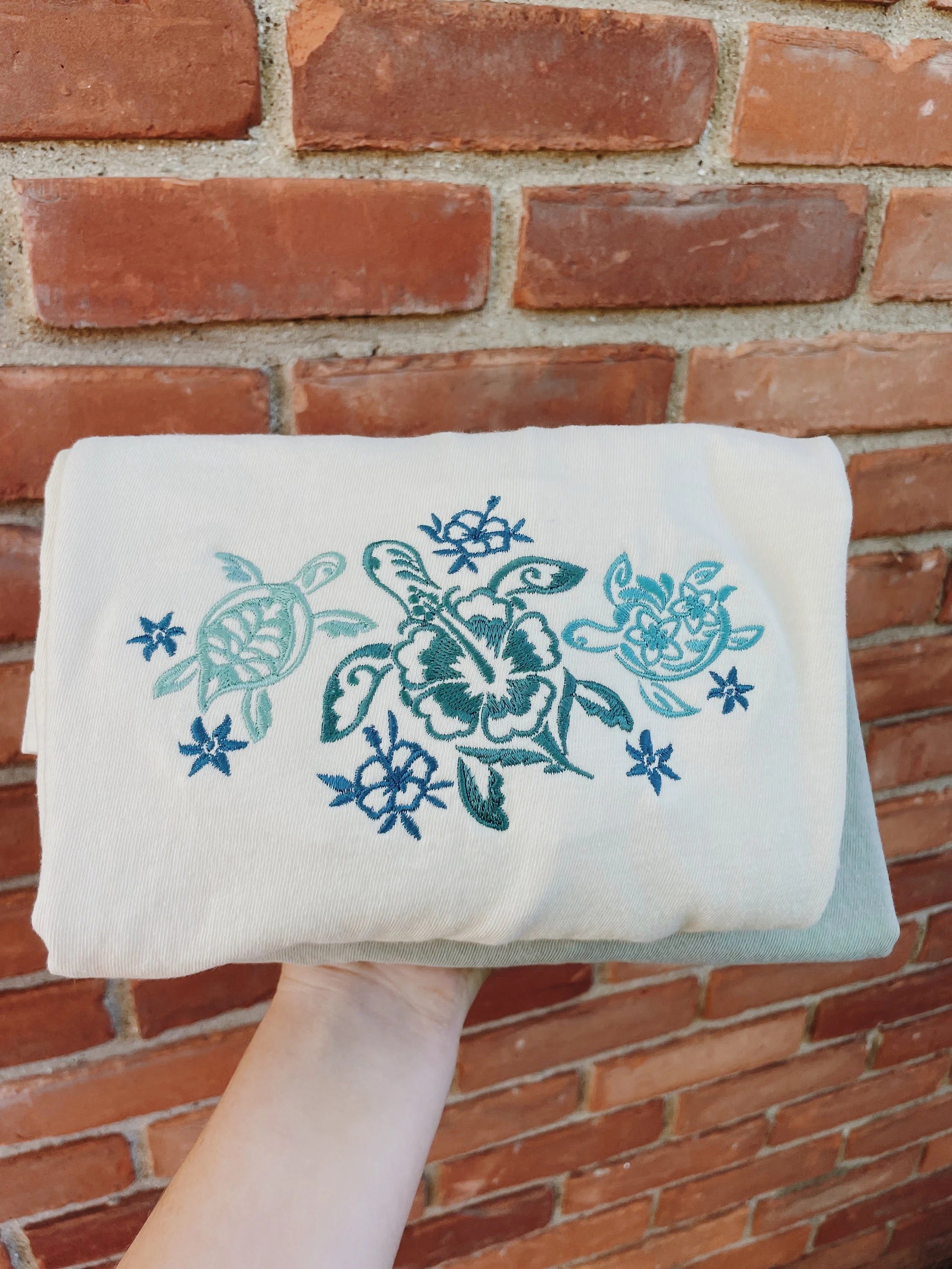 Tropical Turtles Embroidered T-Shirt