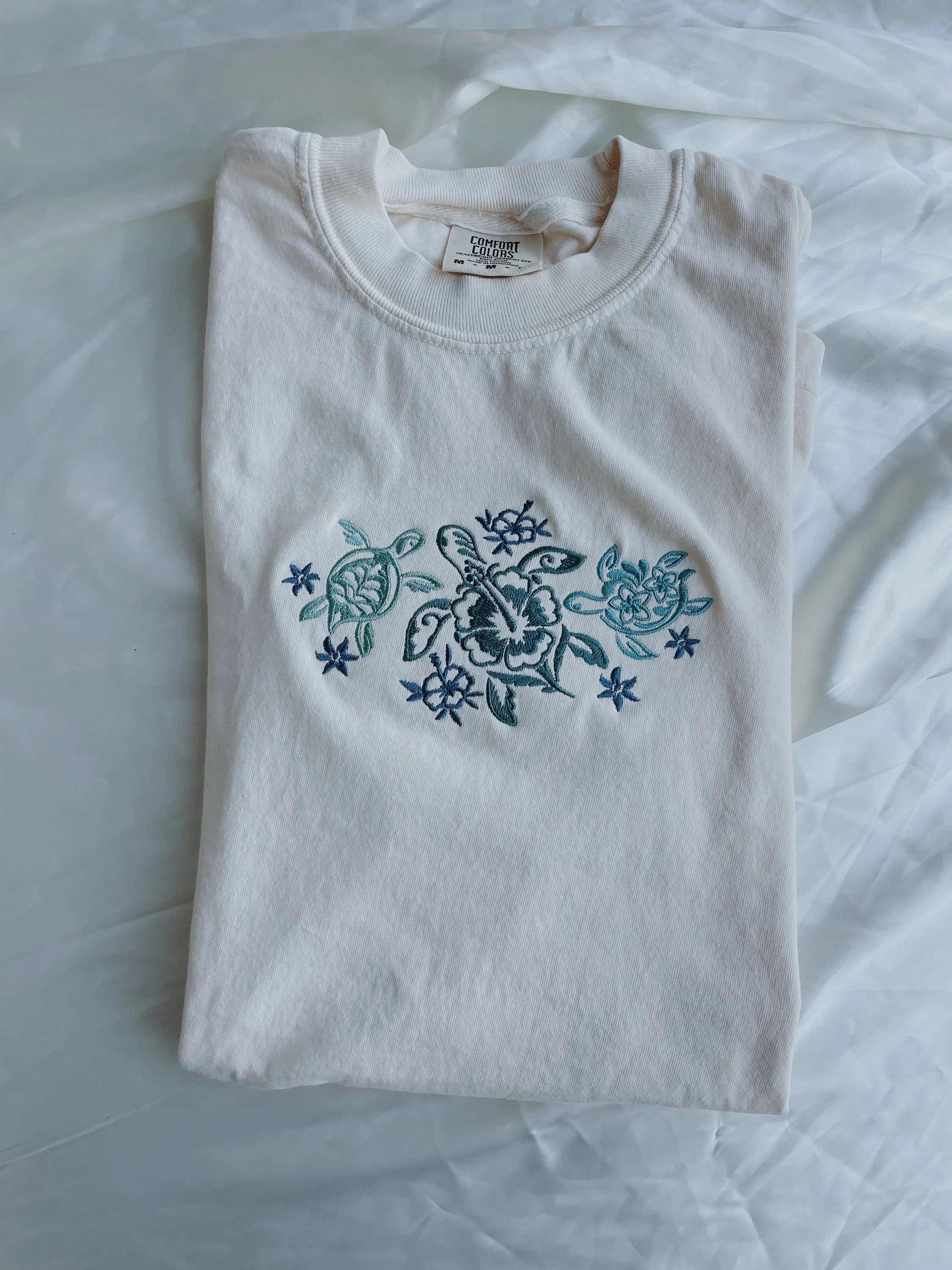 Tropical Turtles Embroidered T-Shirt