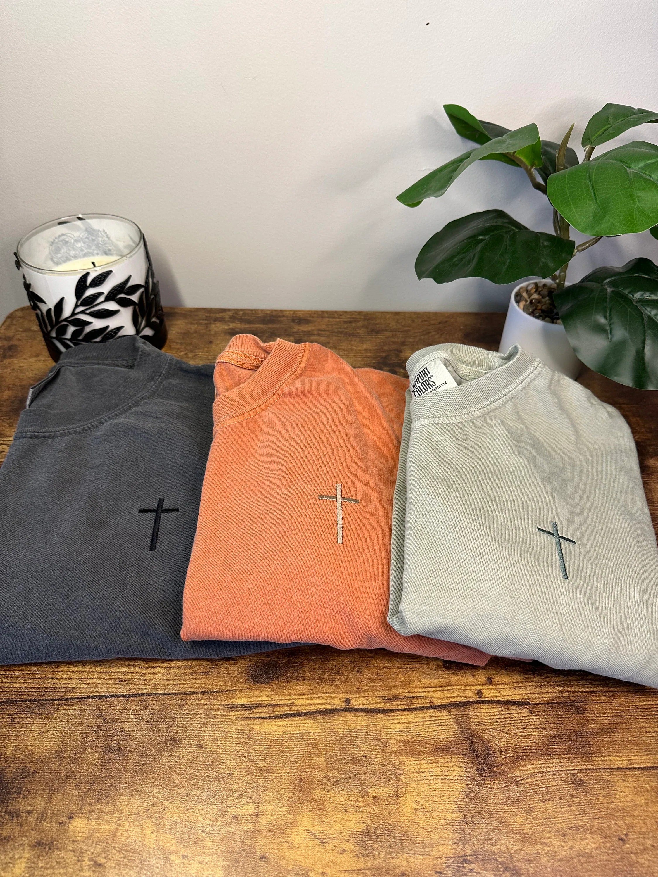 Cross Embroidered Shirt, Comfort color, Christian Clothing, Jessus Clothing, Jessus T-Shirt, Embroidered Shirt