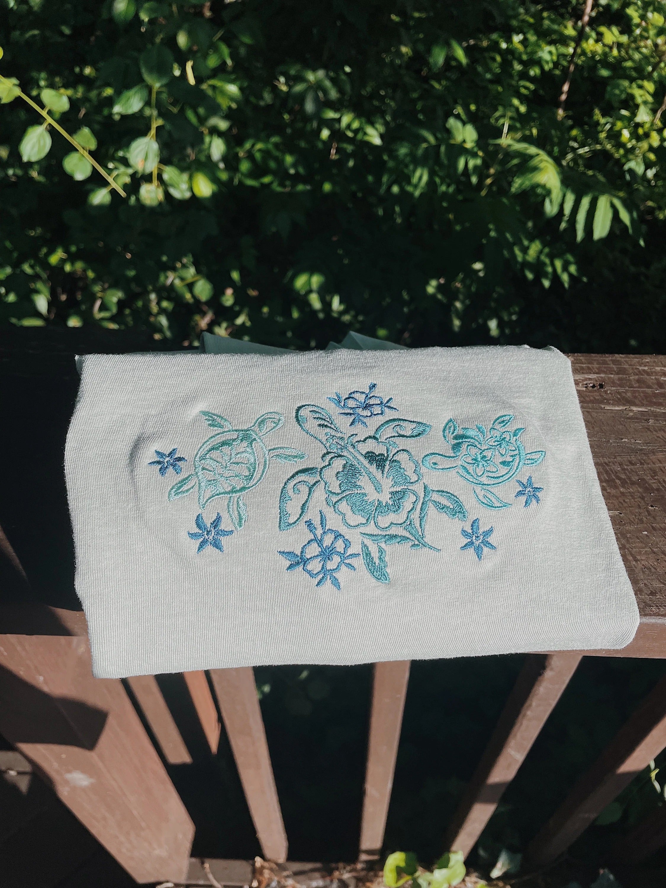 Tropical Turtles Embroidered T-Shirt