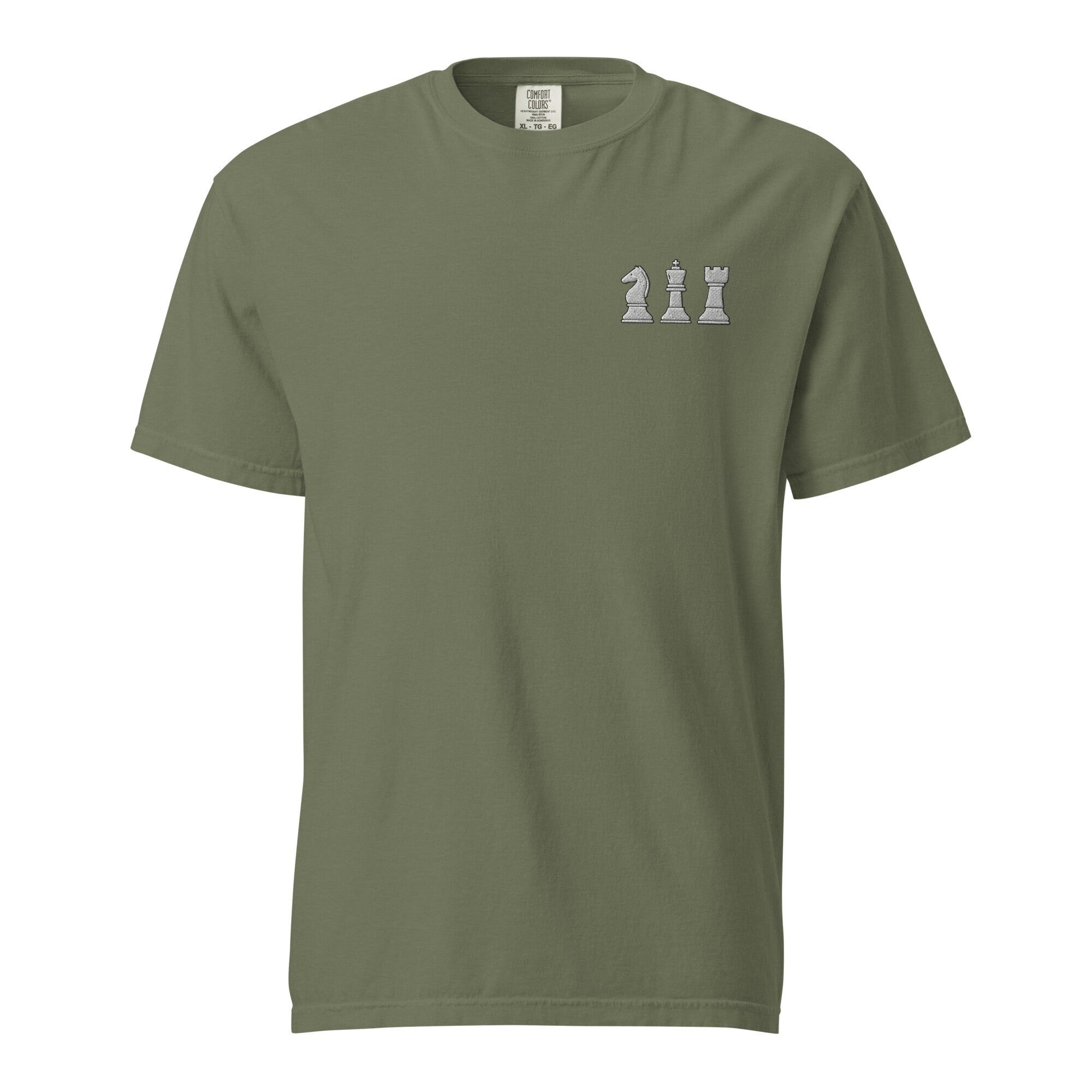 Chess Game Embroidered T-Shirt, Chess Game Unisex Crewneck Shirt Green Western Chess Lovers Embroidery Gift Comfort Colors Tee