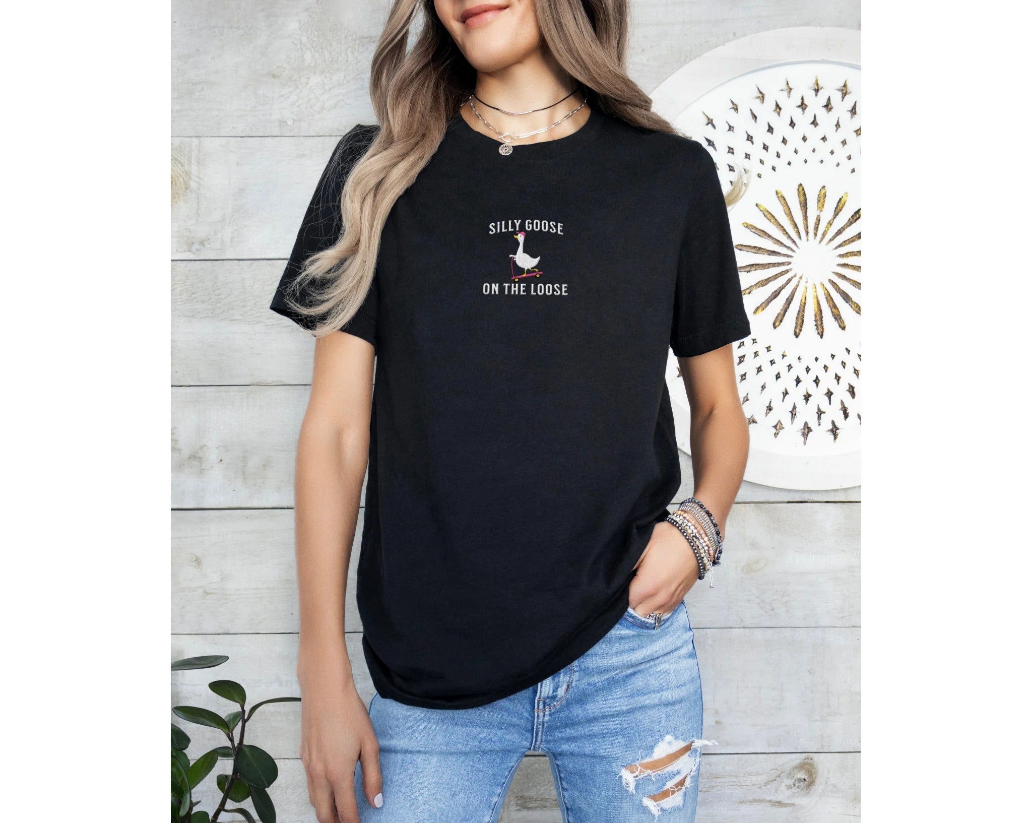Embroidered Silly Goose Sweatshirt Embroidered Goose Crewneck Sweatshirt Silly Goose Shirt Funny Sweatshirt Funny Embroidered Shirt Gift