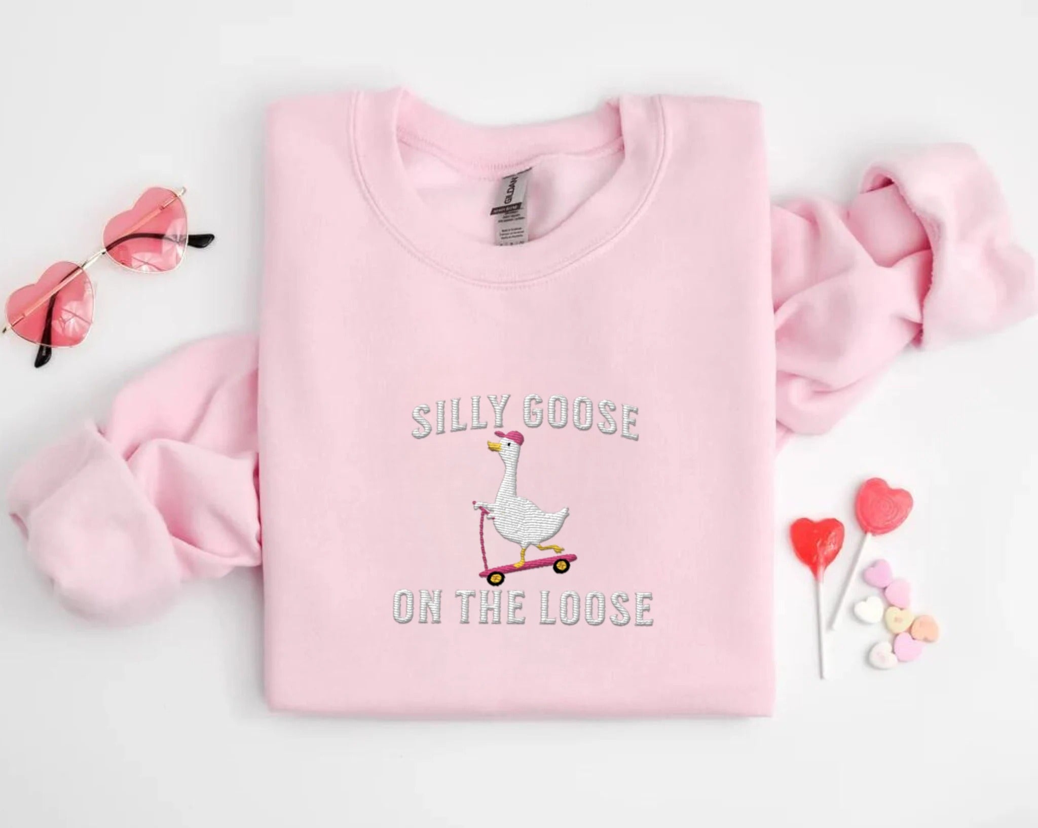 Embroidered Silly Goose Sweatshirt Embroidered Goose Crewneck Sweatshirt Silly Goose Shirt Funny Sweatshirt Funny Embroidered Shirt Gift