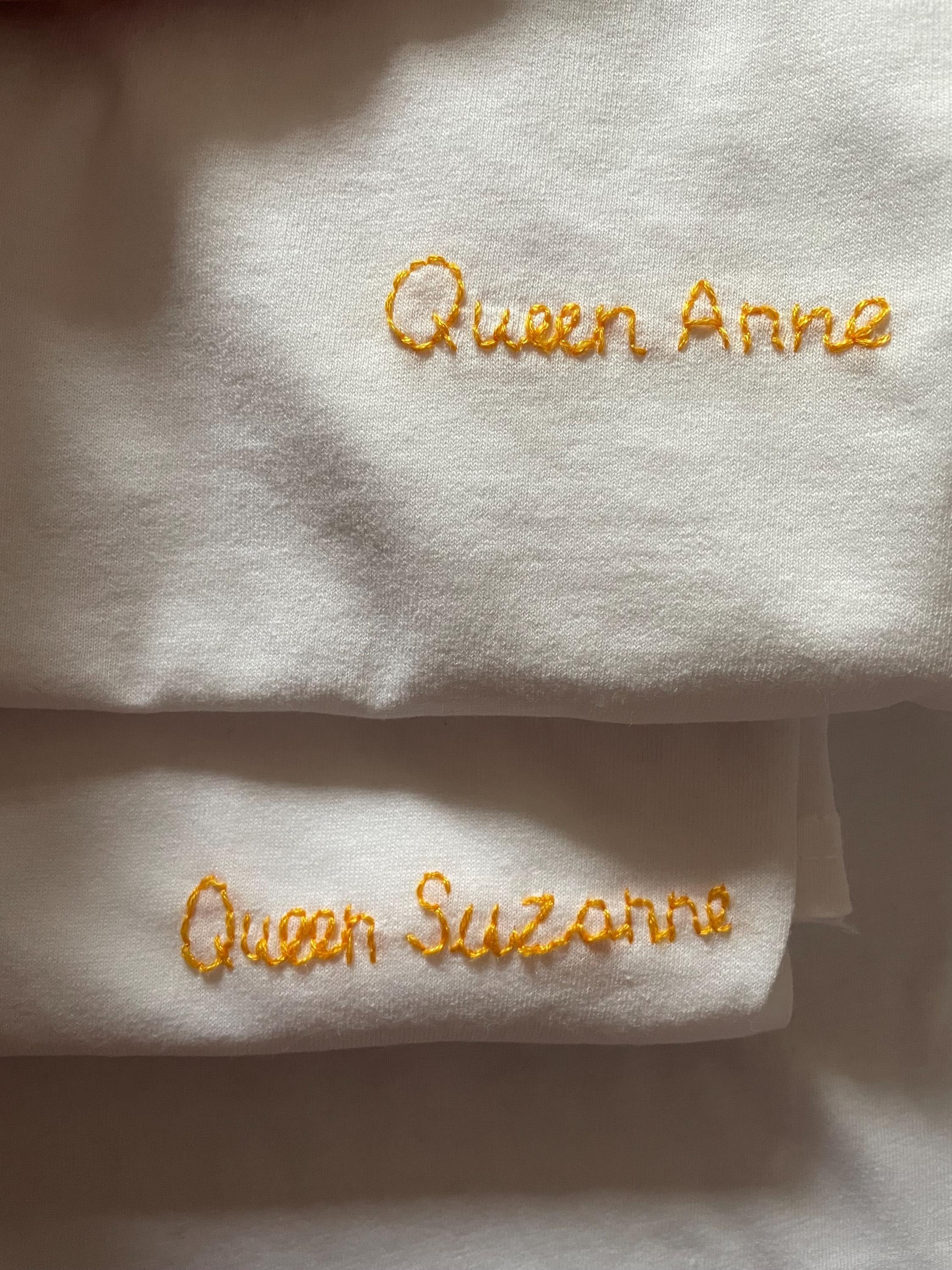 Personalised hand embroidered t-shirts