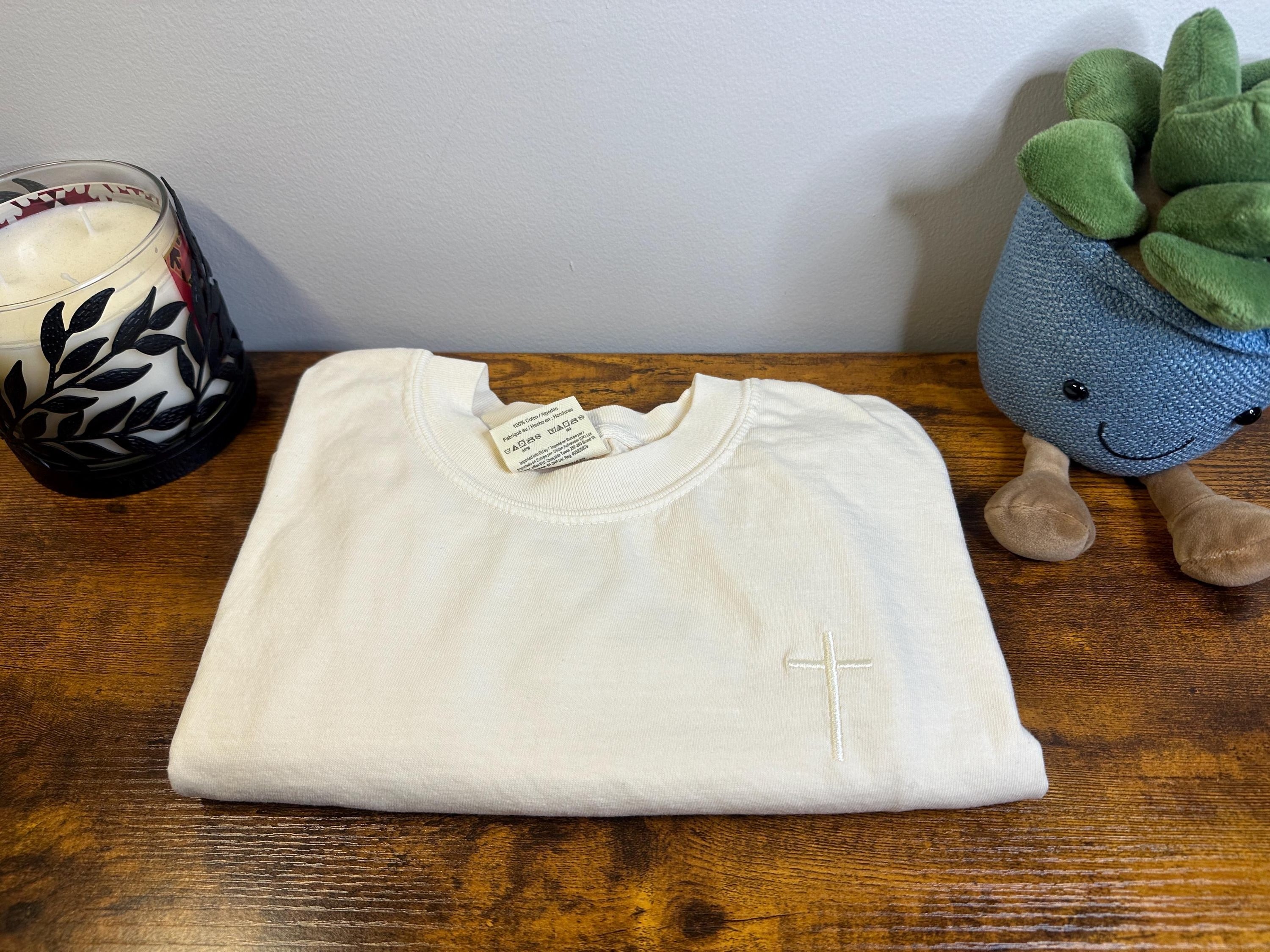 Cross Embroidered Shirt, Comfort color, Christian Clothing, Jessus Clothing, Jessus T-Shirt, Embroidered Shirt