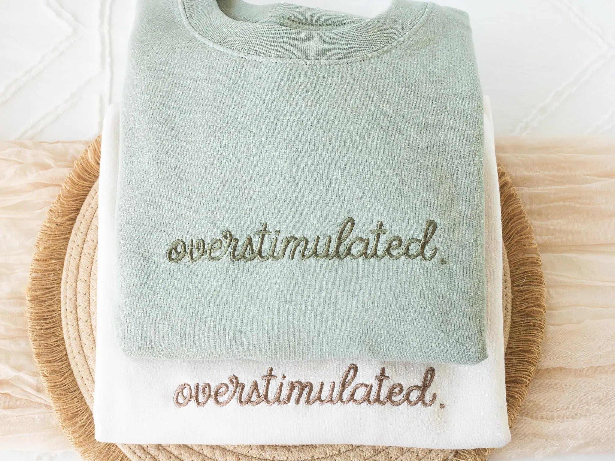 Embroidered Overstimulated Sweatshirt, Overstimulated Crewneck, Anxiety Sweatshirt, Mental Health Sweatshirt, Funny sweatshirt
