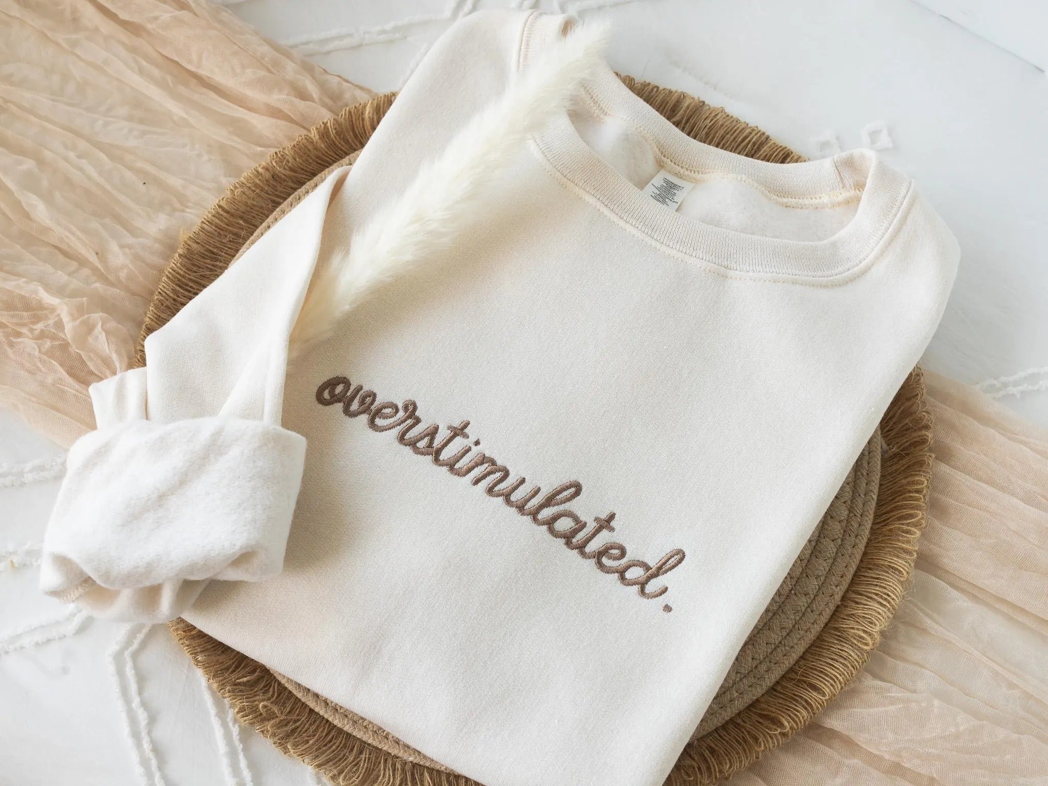 Embroidered Overstimulated Sweatshirt, Overstimulated Crewneck, Anxiety Sweatshirt, Mental Health Sweatshirt, Funny sweatshirt