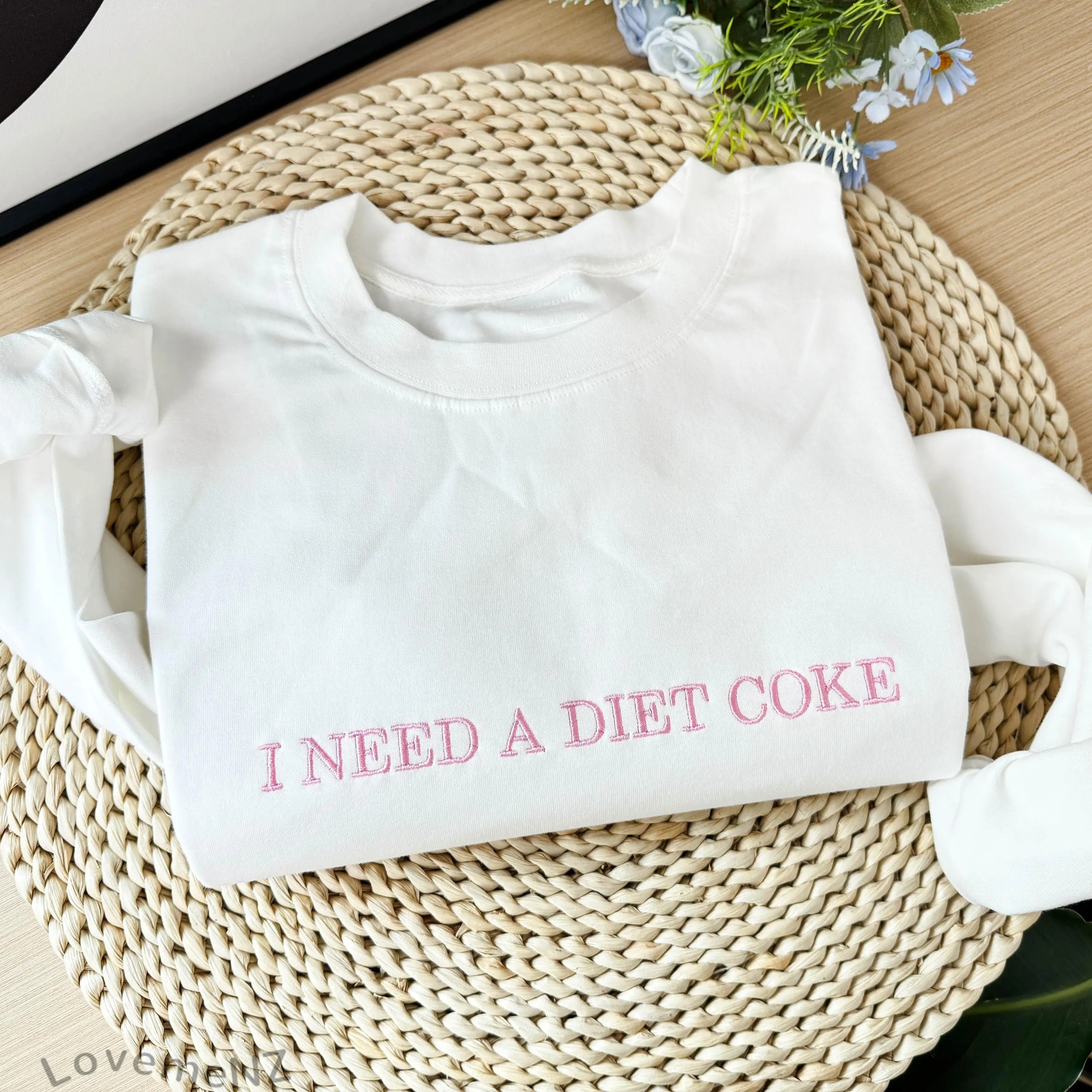 Custom Embroidered Sweatshirt with Personalized Text, I Need a Diet Coke Sweatshirt, Personalized Gift for Her,Christmas Gifts for Boyfriend