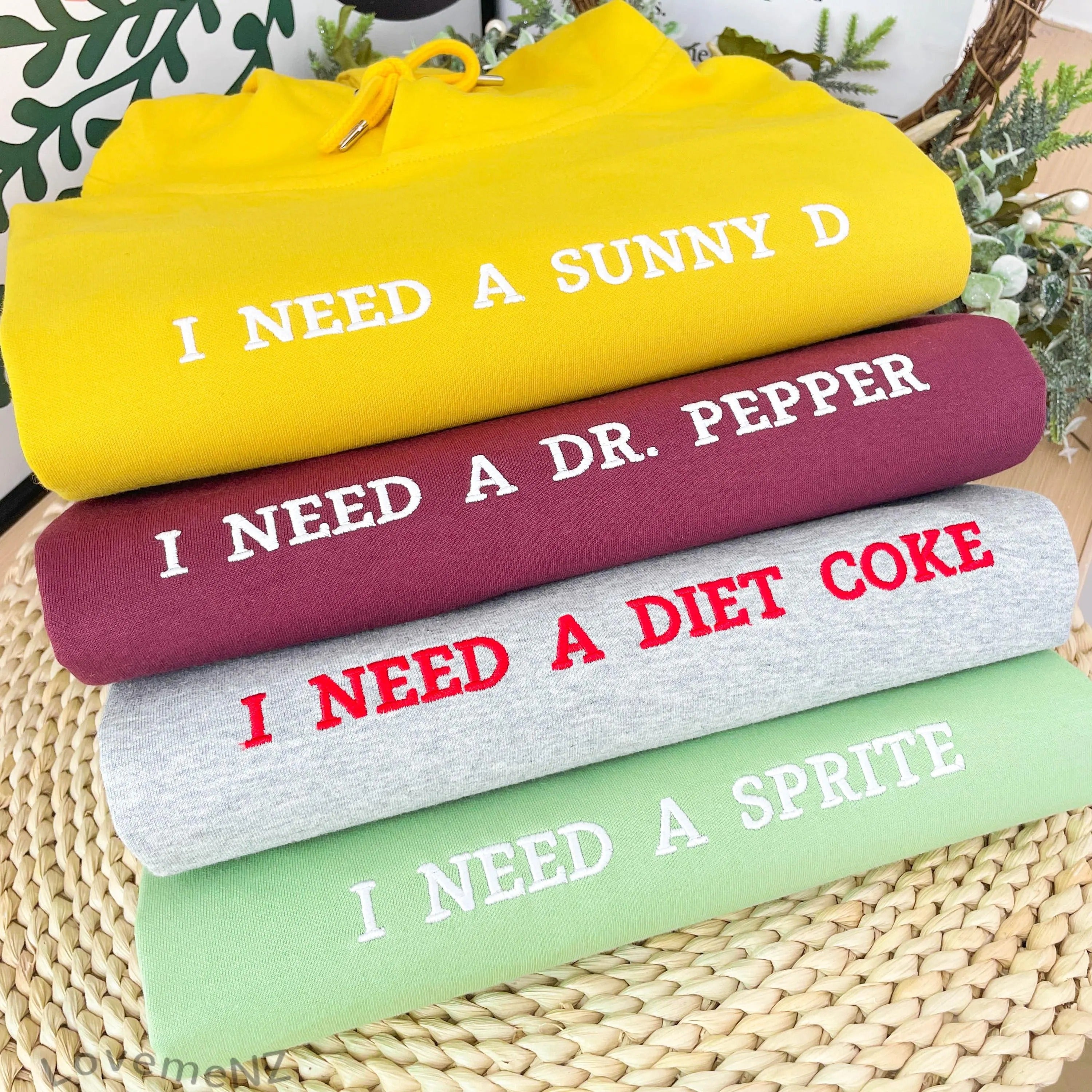 Custom Embroidered Sweatshirt with Personalized Text, I Need a Diet Coke Sweatshirt, Personalized Gift for Her,Christmas Gifts for Boyfriend