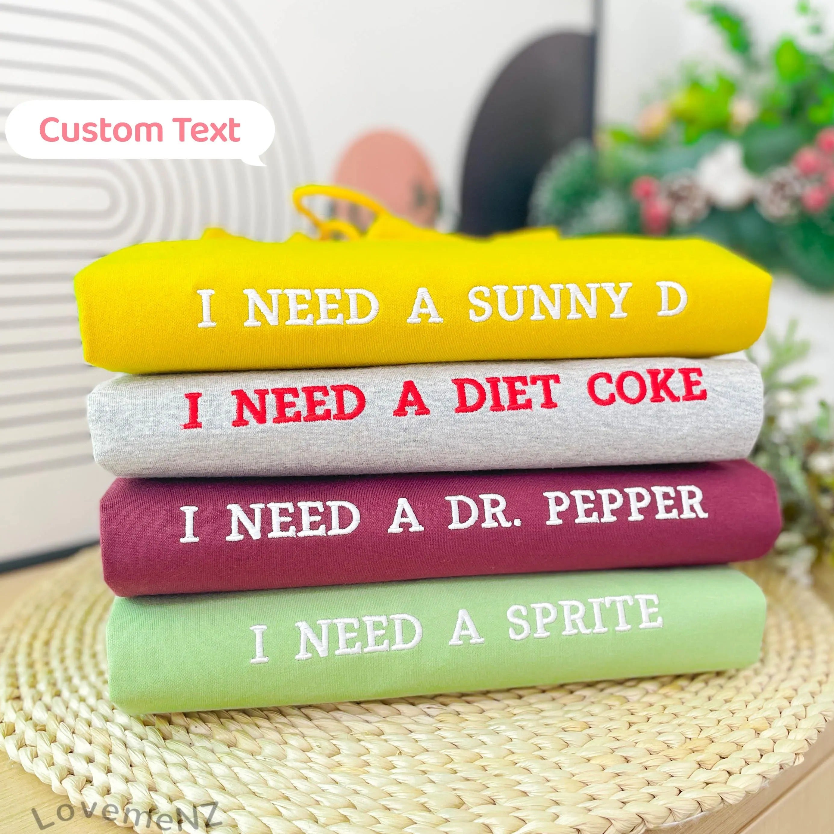 Custom Embroidered Sweatshirt with Personalized Text, I Need a Diet Coke Sweatshirt, Personalized Gift for Her,Christmas Gifts for Boyfriend
