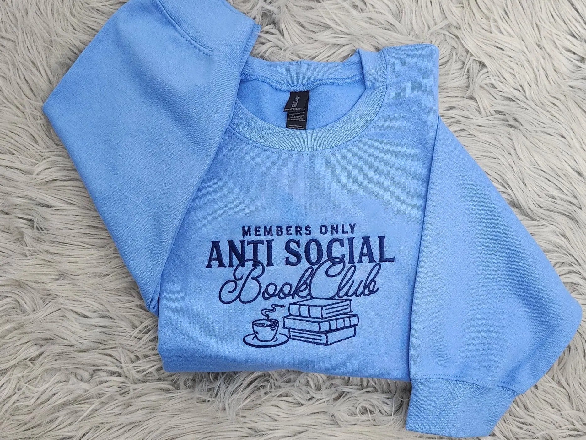 Anti Social Book Club Embroidered Crewneck, Book Club Shirt, Book Lover Crewneck, Bookish Crewneck, Book Club T-Shirt