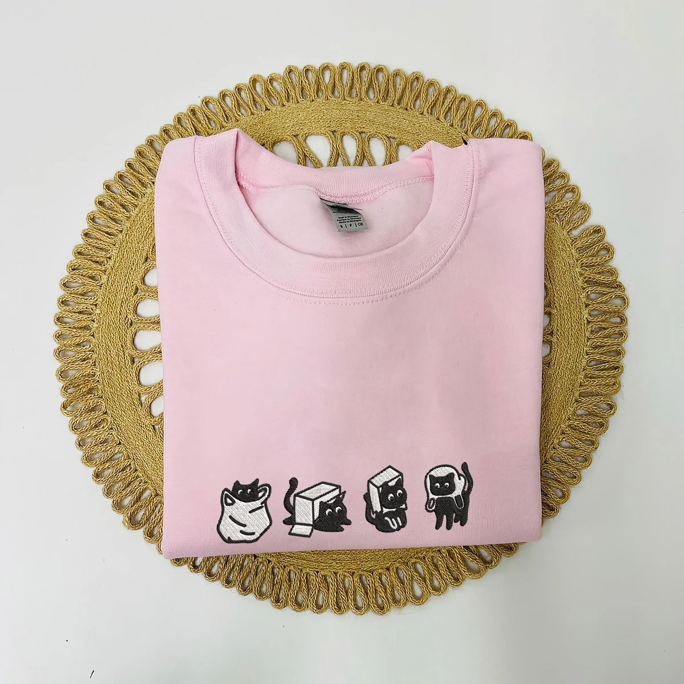 Embroidered Black Cat Crewneck Sweatshirt, Black Cat Sweatshirt, Gift for Cat Owner, Funny Animal Embroidery Sweatshirt, Gift For Cat Lovers