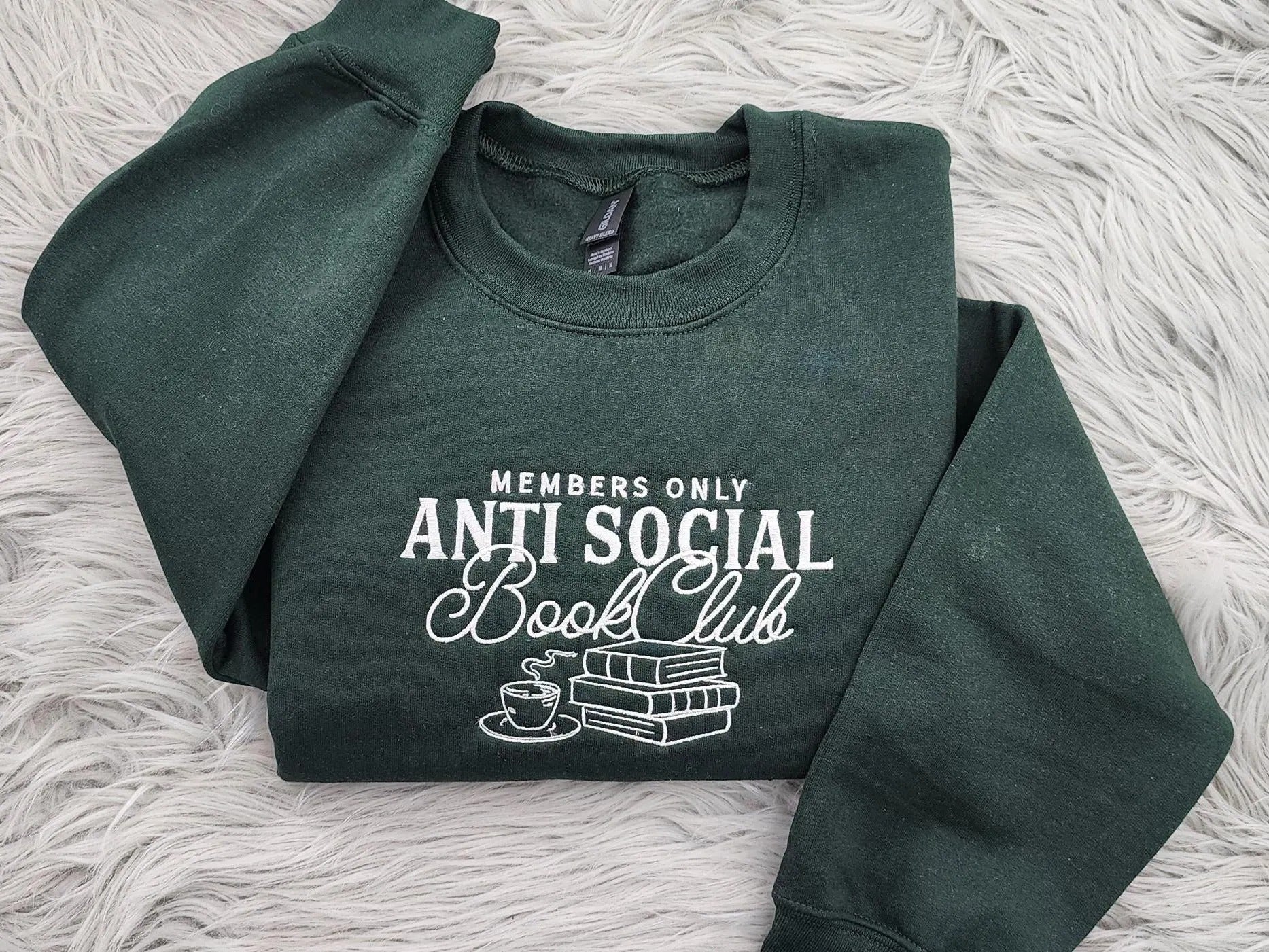 Anti Social Book Club Embroidered Crewneck, Book Club Shirt, Book Lover Crewneck, Bookish Crewneck, Book Club T-Shirt