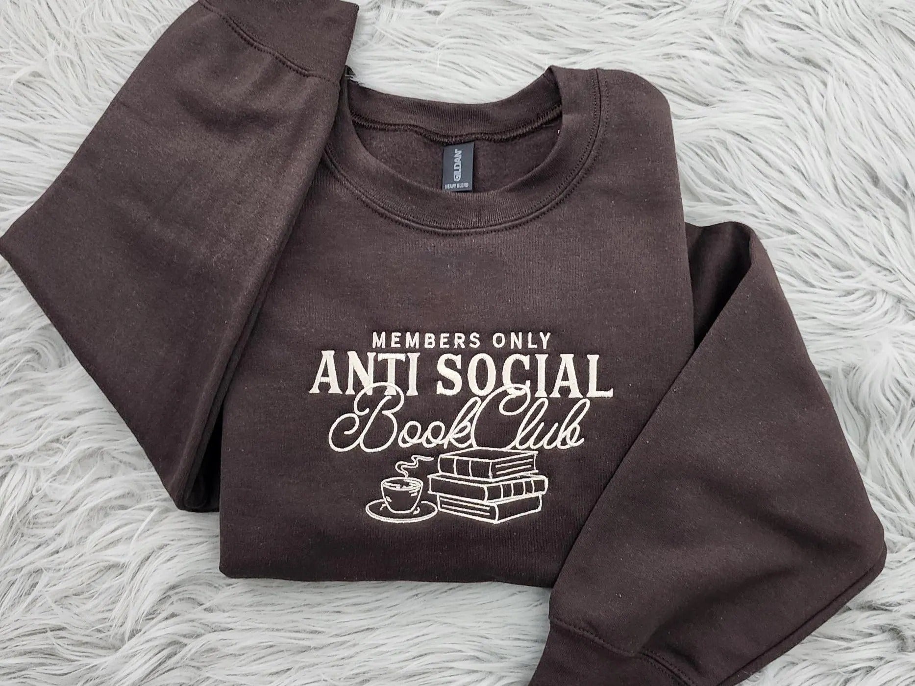 Anti Social Book Club Embroidered Crewneck, Book Club Shirt, Book Lover Crewneck, Bookish Crewneck, Book Club T-Shirt