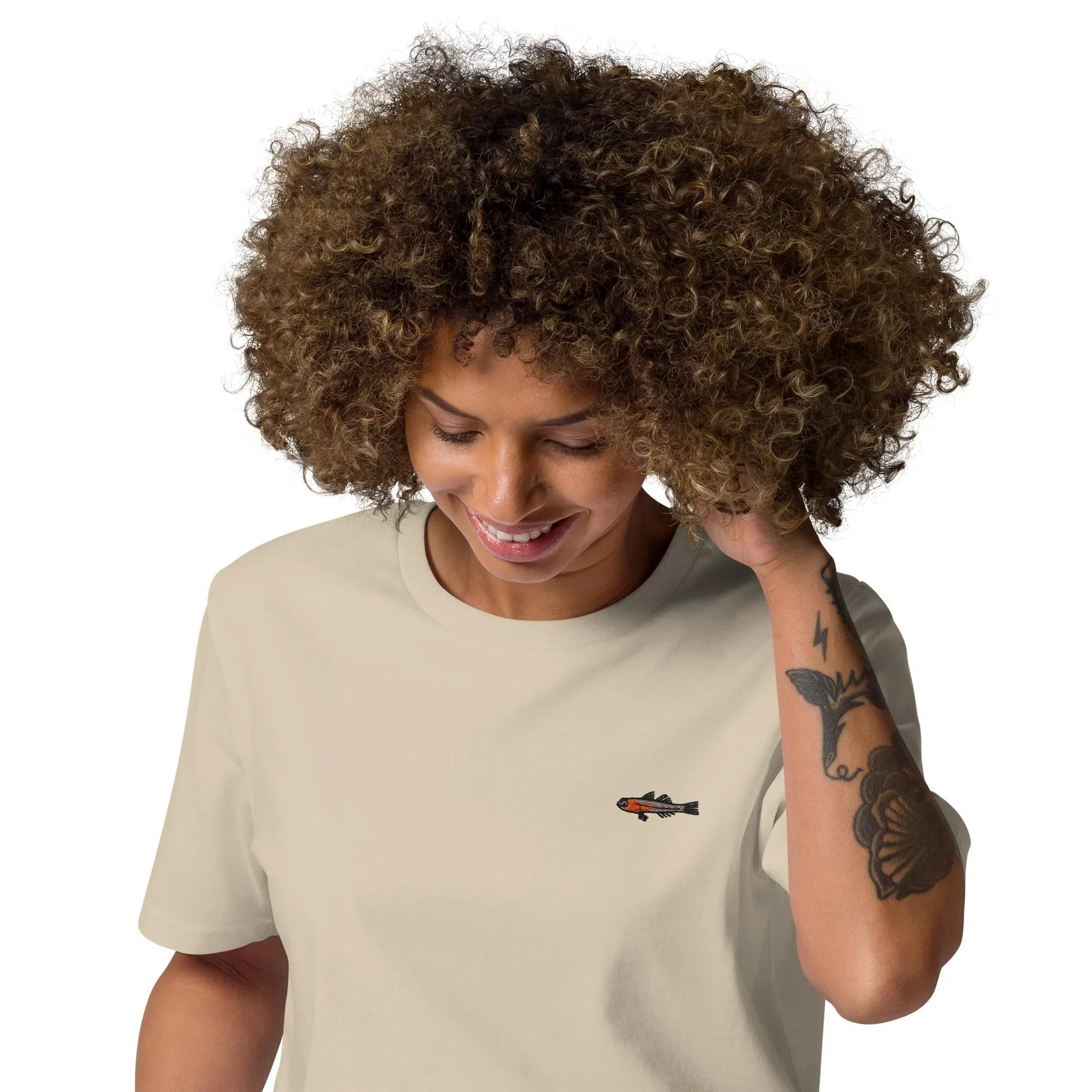 Fish Masked Goby Organic Embroidered T-Shirt Minimal Design