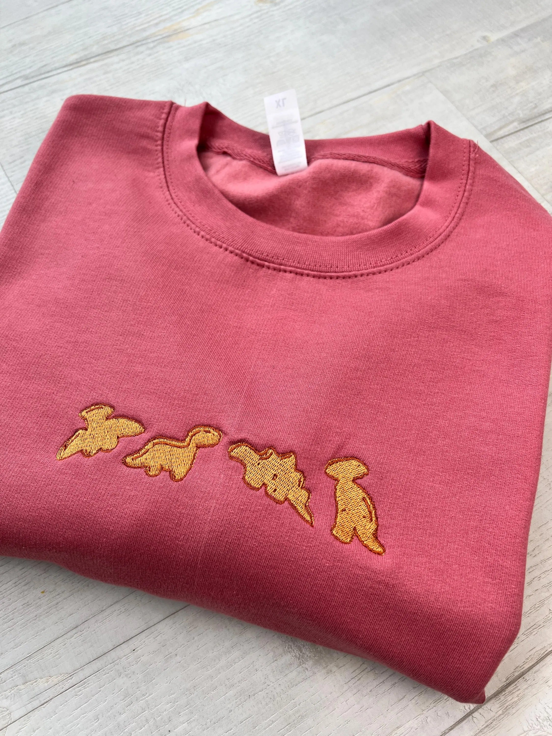 EMBROIDERED SWEATSHIRT Chicken Nuggets Sweatshirt, Dino Chicken Nuggets Shirt, Cute Dino Crewneck, Gifts For Her, Cute Gift Ideas