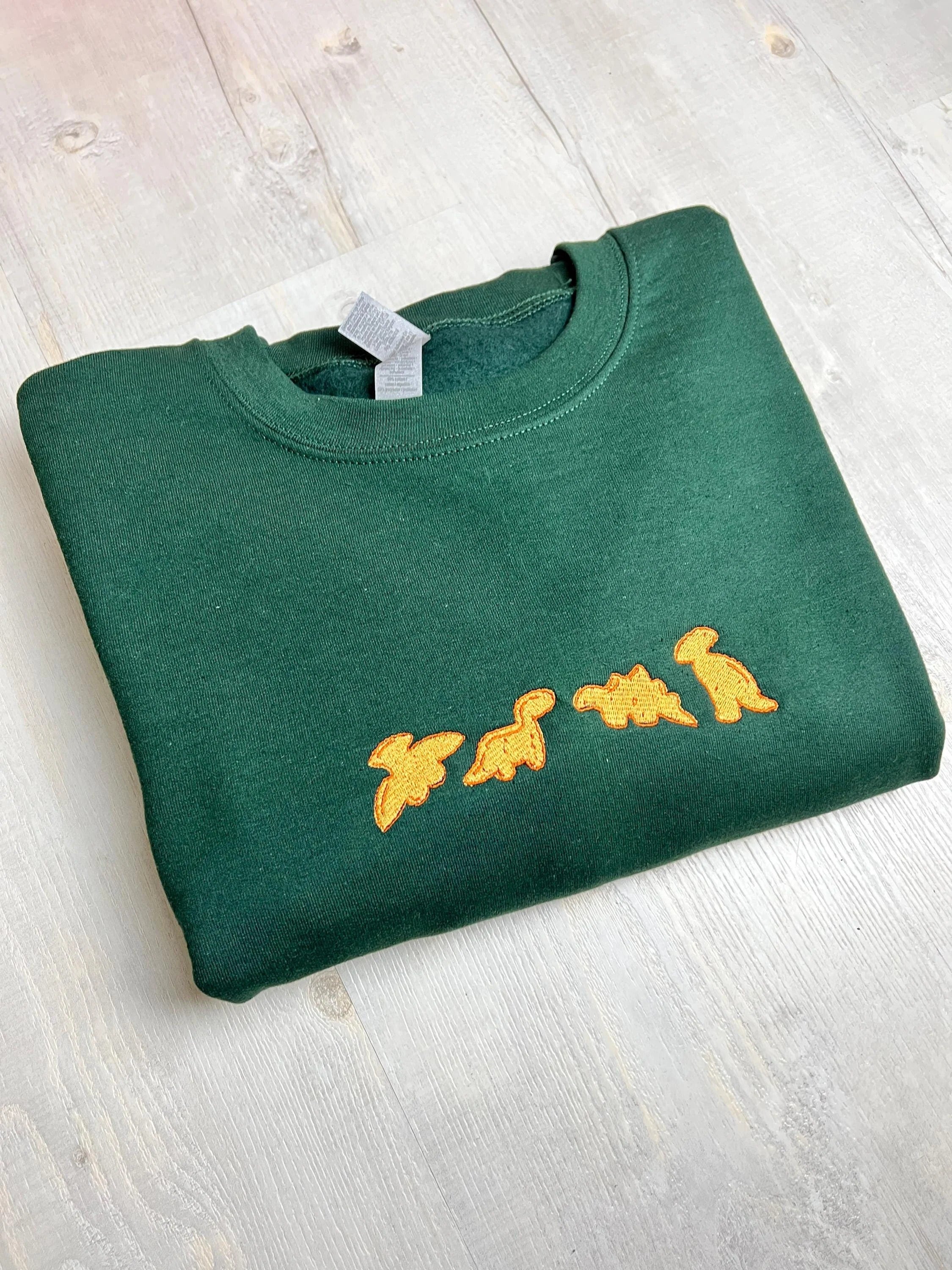 EMBROIDERED SWEATSHIRT Chicken Nuggets Sweatshirt, Dino Chicken Nuggets Shirt, Cute Dino Crewneck, Gifts For Her, Cute Gift Ideas