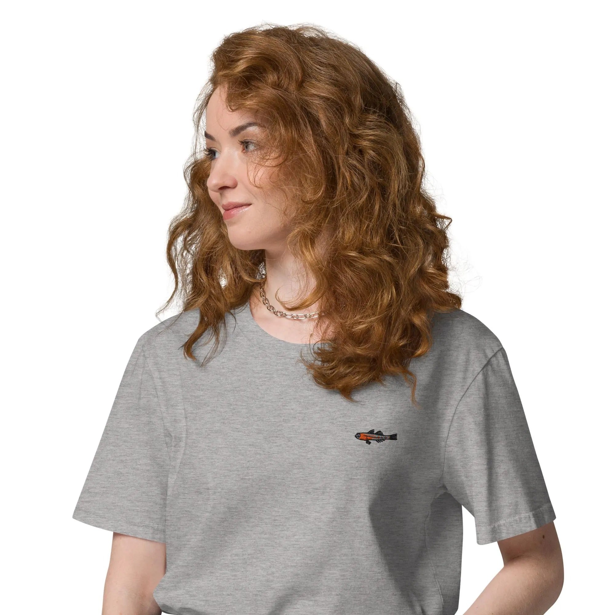 Fish Masked Goby Organic Embroidered T-Shirt Minimal Design