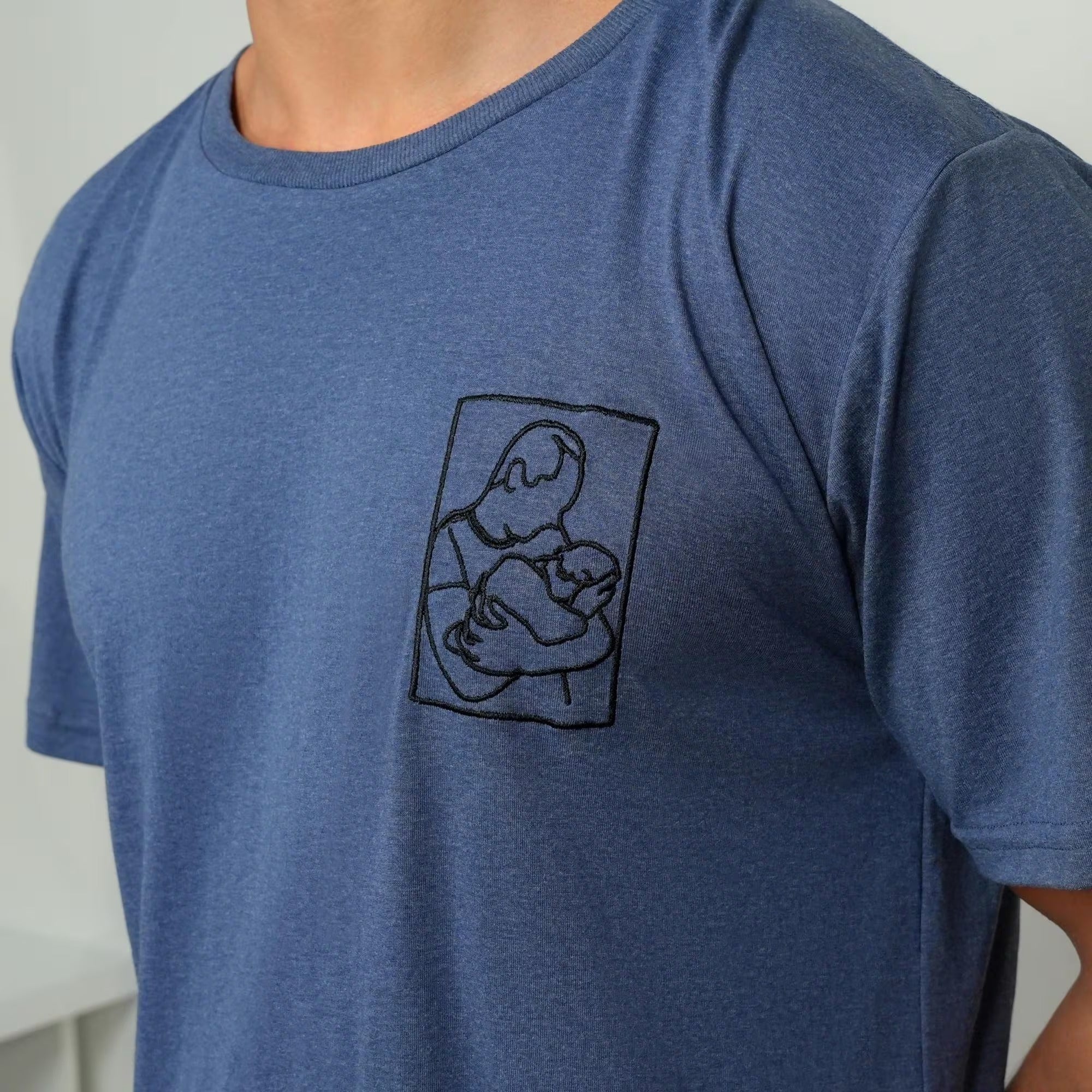 Custom Embroidered Portrait from Photo Tshirt, Personalized Family Photo Shirts, Anniversary Gift, Line Art Couple Tee, Personalized Gifts
