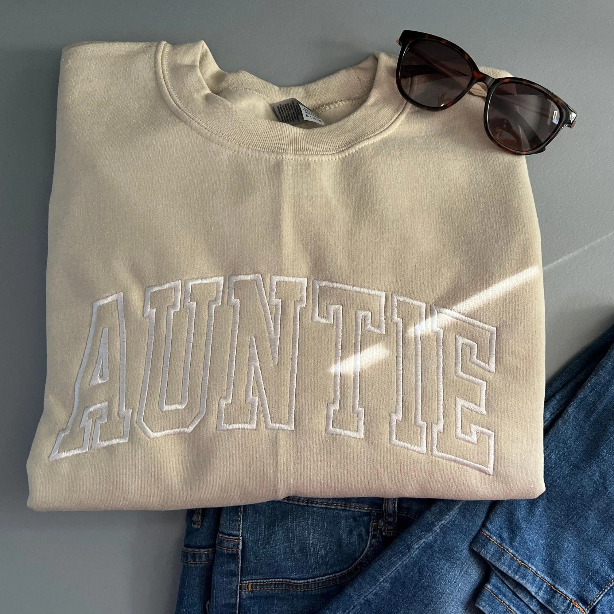 Embroidered Auntie Sweatshirt or Hoodie, Embroidered Auntie Crewneck Sweatshirt, Embroidered Auntie Sweatshirt,Best Aunt Gift, Gift for Aunt