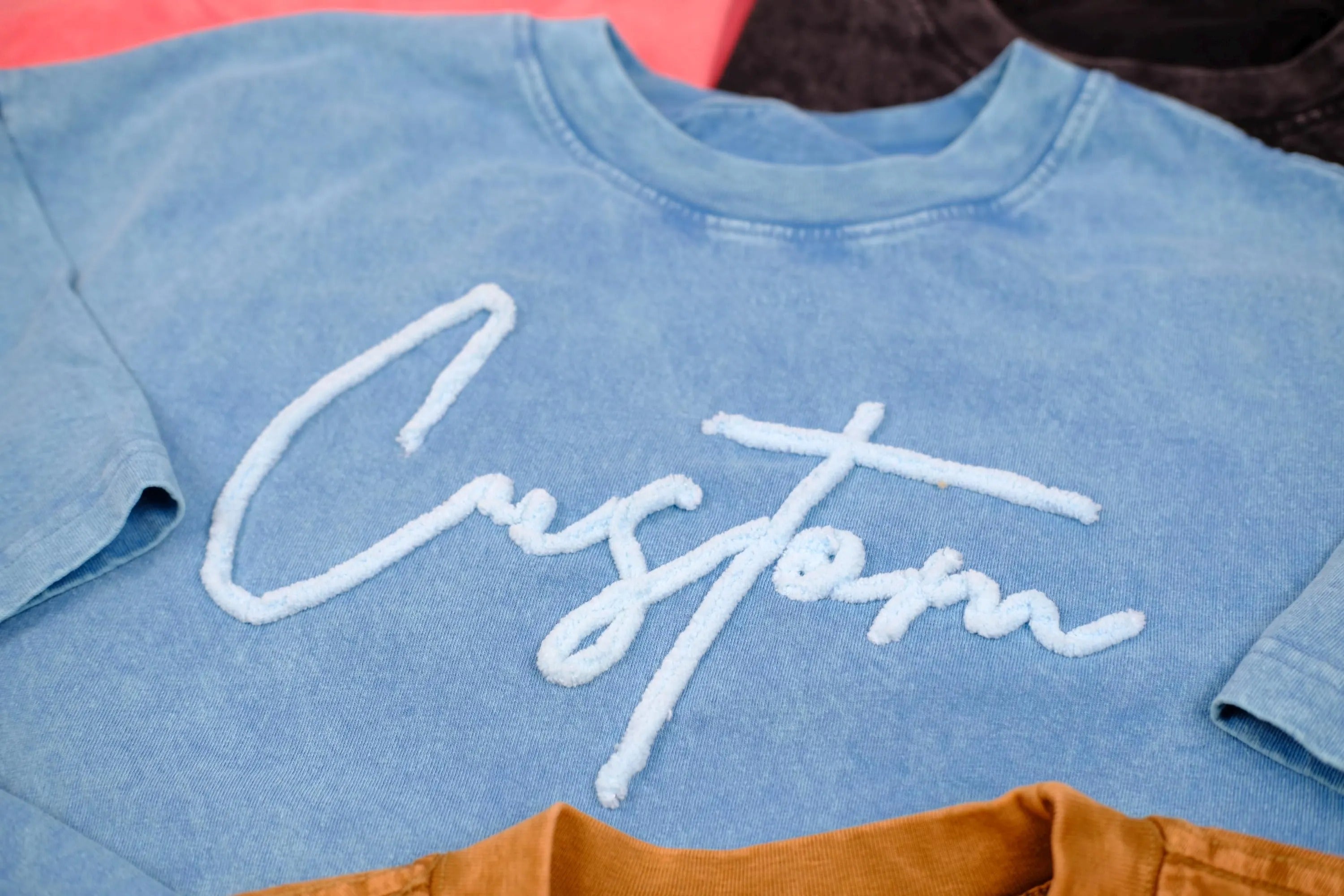 Custom Embroidered Chenelle Yarn T Shirt, Custom Shirt, Personalized Embroidered T-Shirts, Vintage Top Embroidered T shirt