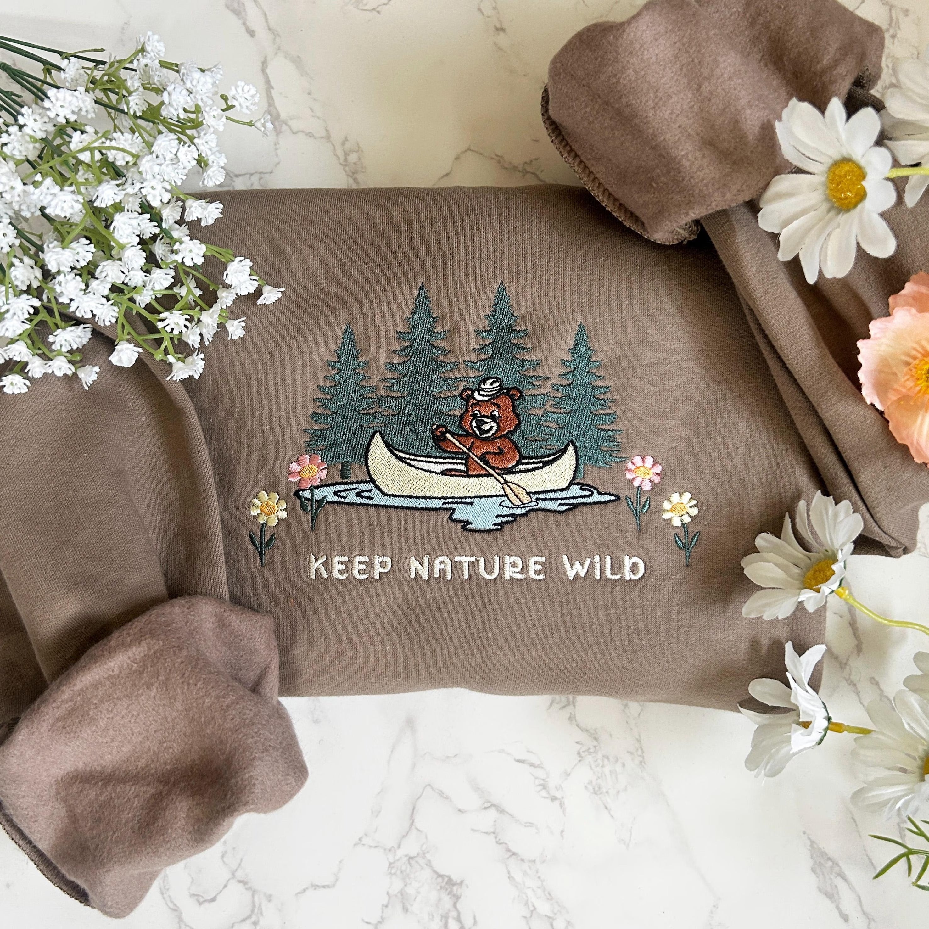 Respect Local Wildlife Keep Nature Wild Embroidered Sweatshirt, Protect National Parks, Camping Outdoor Granola Girl Sweatshirt, Environment