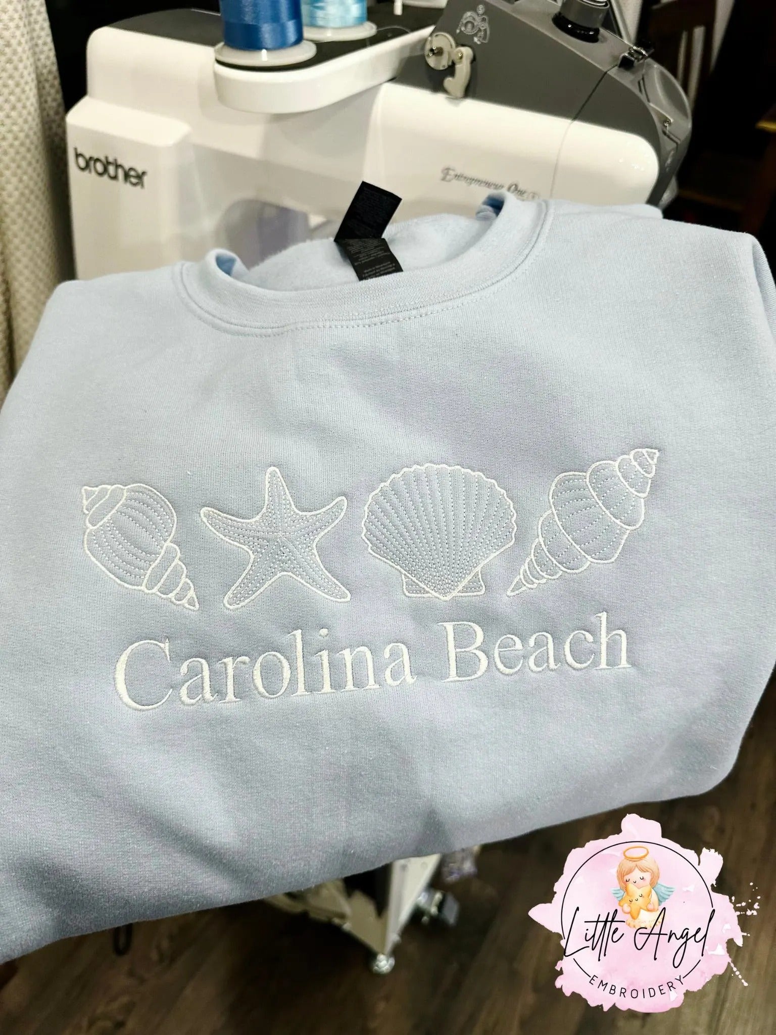 Custom Seashell Beach Island Embroidered Crewneck Sweatshirt | Bachelorette Crewneck Pullover | Beach Sweatshirt | Island Sweatshirt