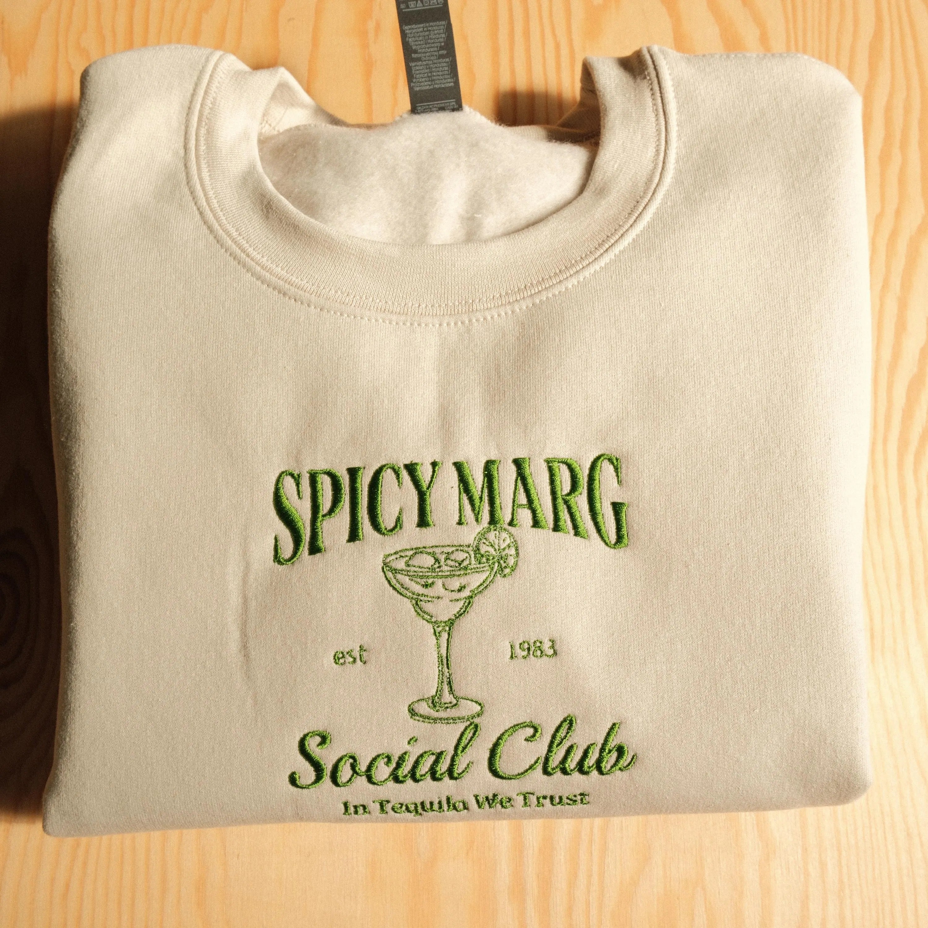 Spicy Marg Embroidered Sweatshirt, Cocktail Club Crewneck, Vintage Tequila Crewneck, Tequila Lover Gift, Margaritas Crewneck, Gift for Her