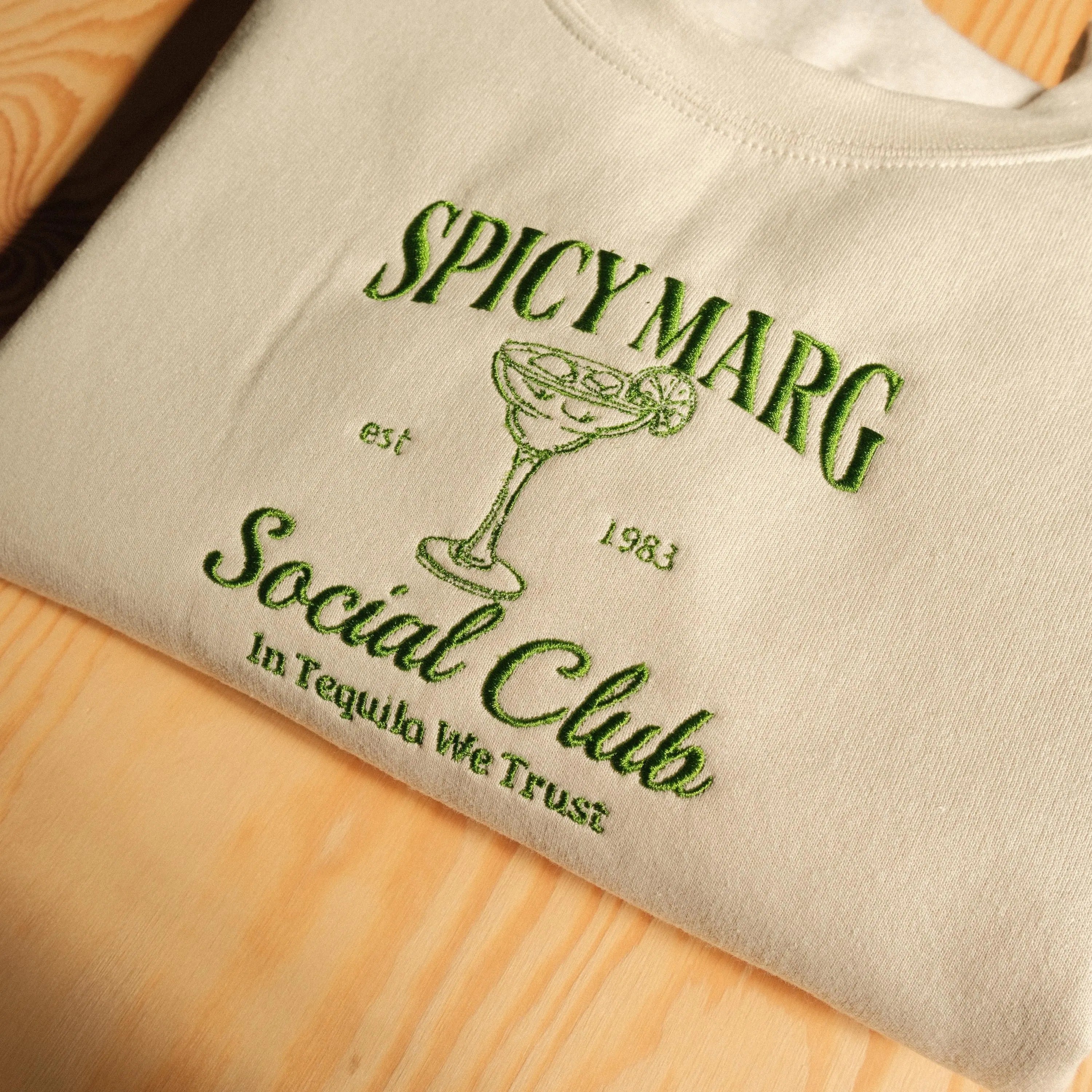 Spicy Marg Embroidered Sweatshirt, Cocktail Club Crewneck, Vintage Tequila Crewneck, Tequila Lover Gift, Margaritas Crewneck, Gift for Her