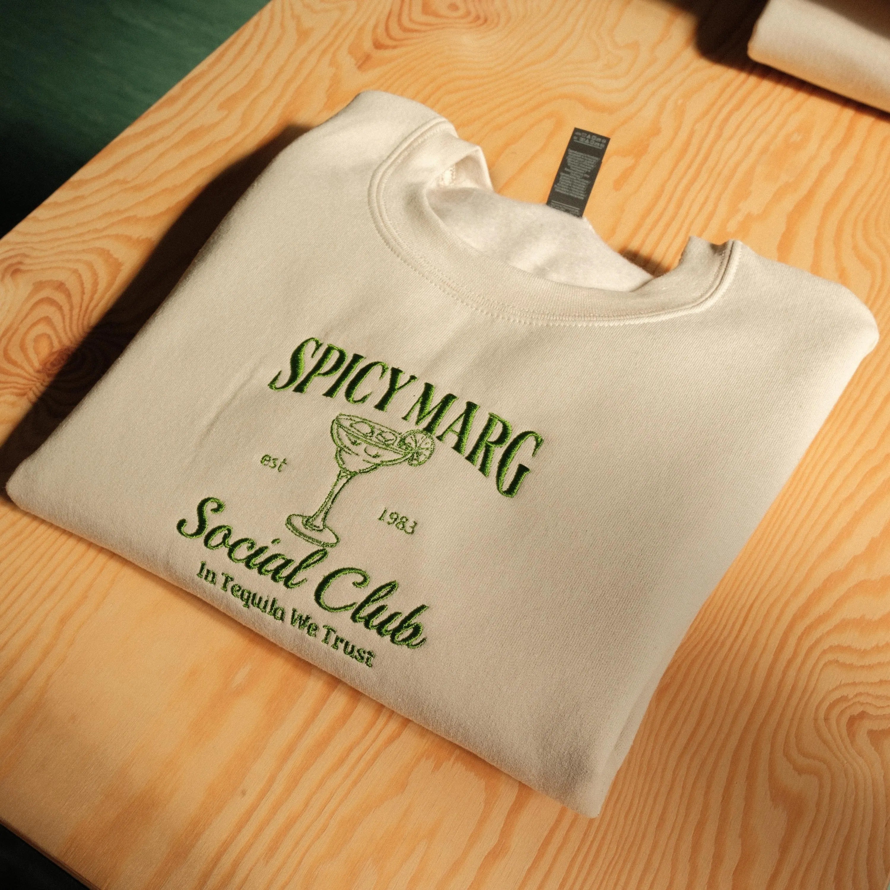 Spicy Marg Embroidered Sweatshirt, Cocktail Club Crewneck, Vintage Tequila Crewneck, Tequila Lover Gift, Margaritas Crewneck, Gift for Her