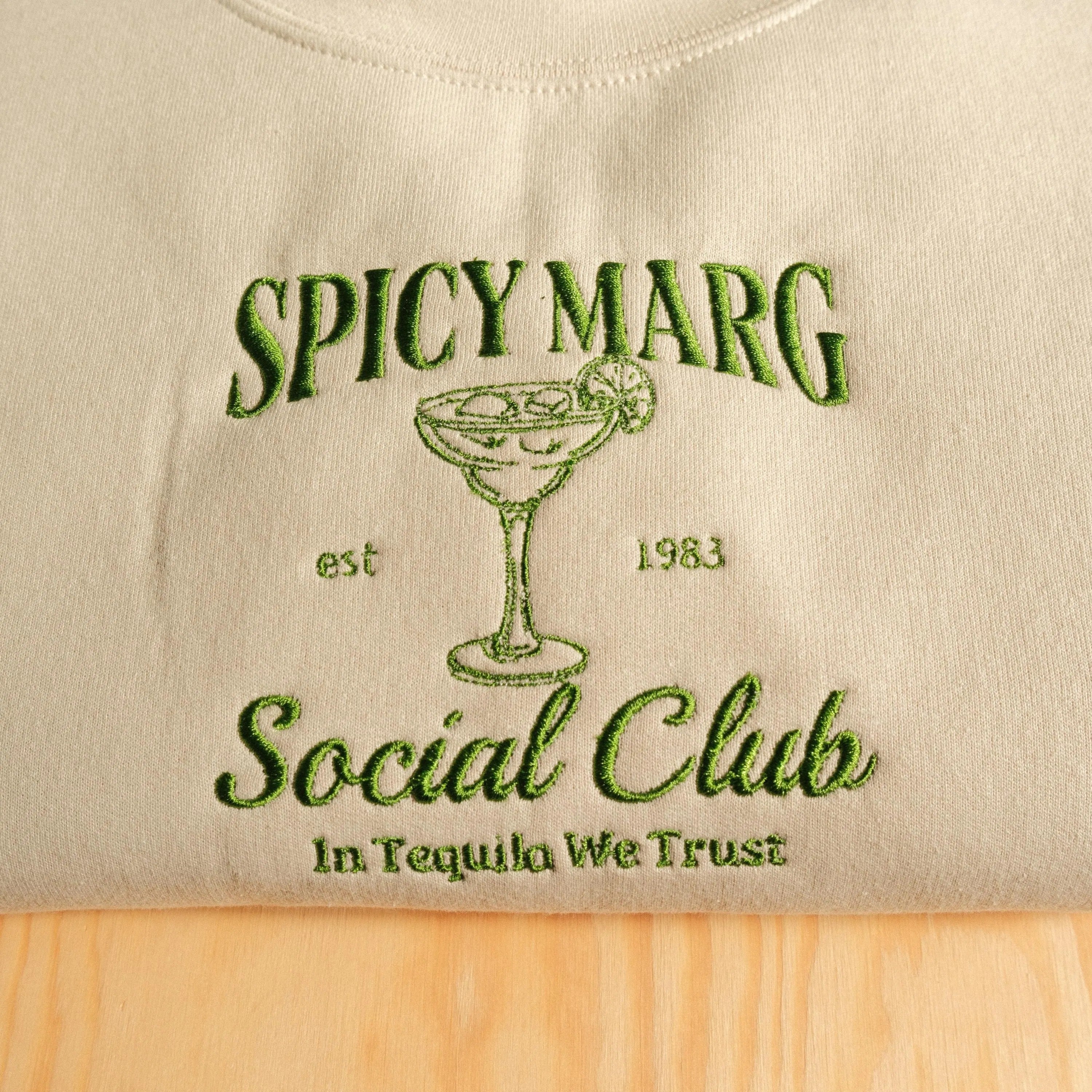 Spicy Marg Embroidered Sweatshirt, Cocktail Club Crewneck, Vintage Tequila Crewneck, Tequila Lover Gift, Margaritas Crewneck, Gift for Her