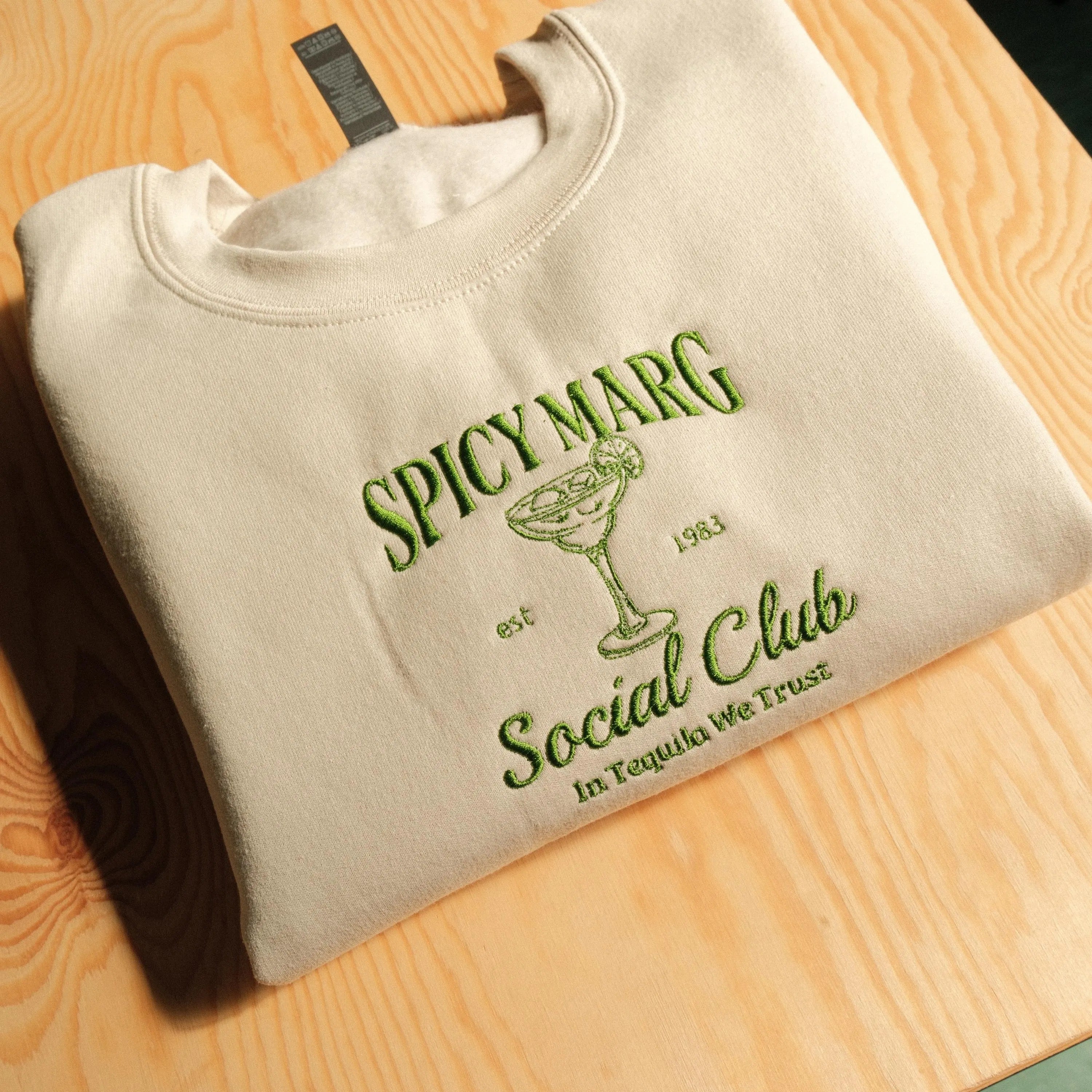 Spicy Marg Embroidered Sweatshirt, Cocktail Club Crewneck, Vintage Tequila Crewneck, Tequila Lover Gift, Margaritas Crewneck, Gift for Her