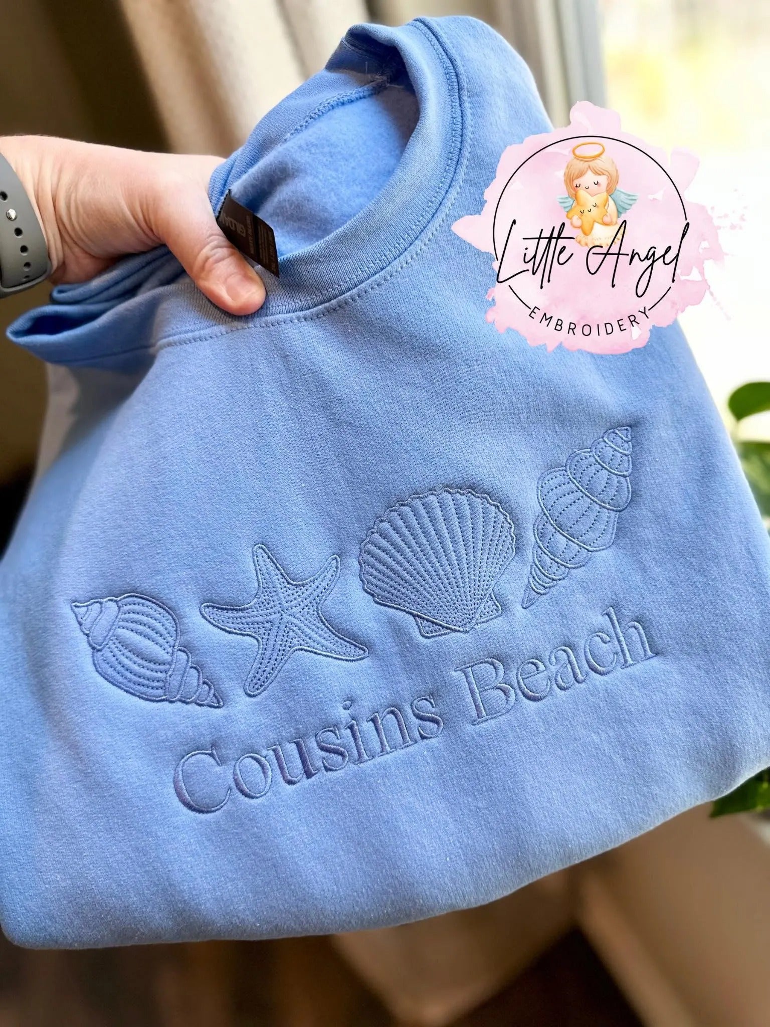 Custom Seashell Beach Island Embroidered Crewneck Sweatshirt | Bachelorette Crewneck Pullover | Beach Sweatshirt | Island Sweatshirt